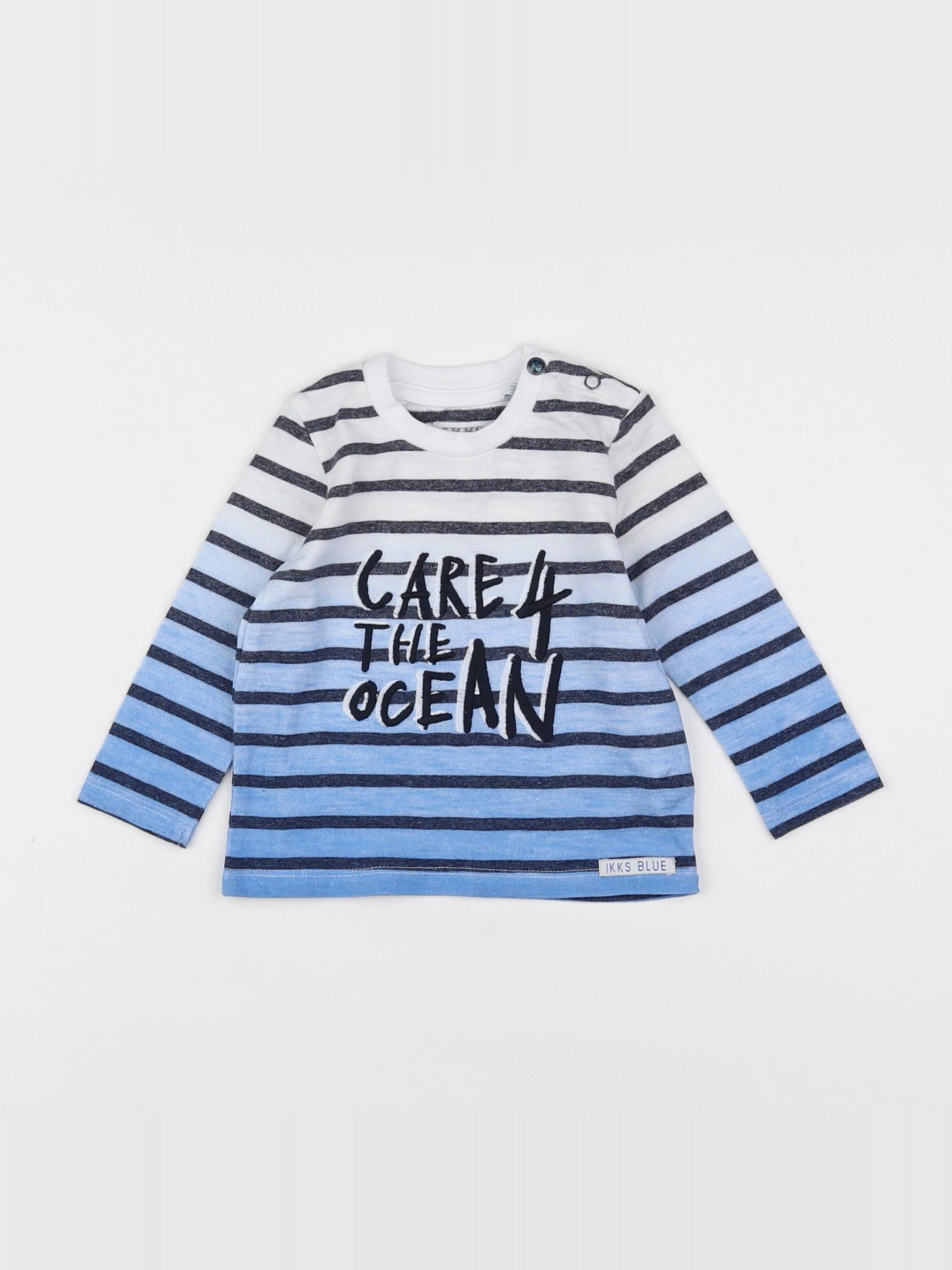 IKKS - tee-shirt blanc, bleu - 6 mois