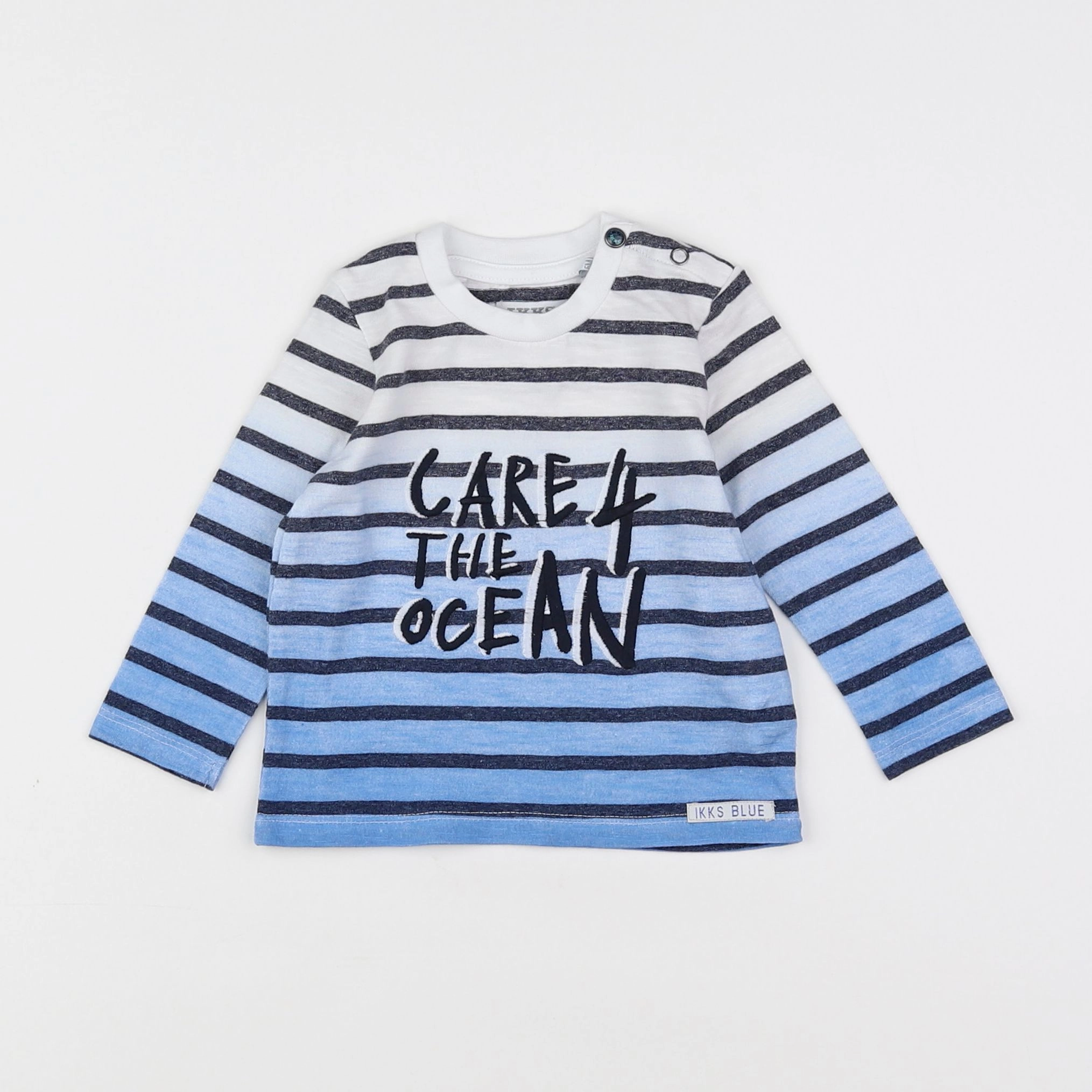 IKKS - tee-shirt blanc, bleu - 6 mois