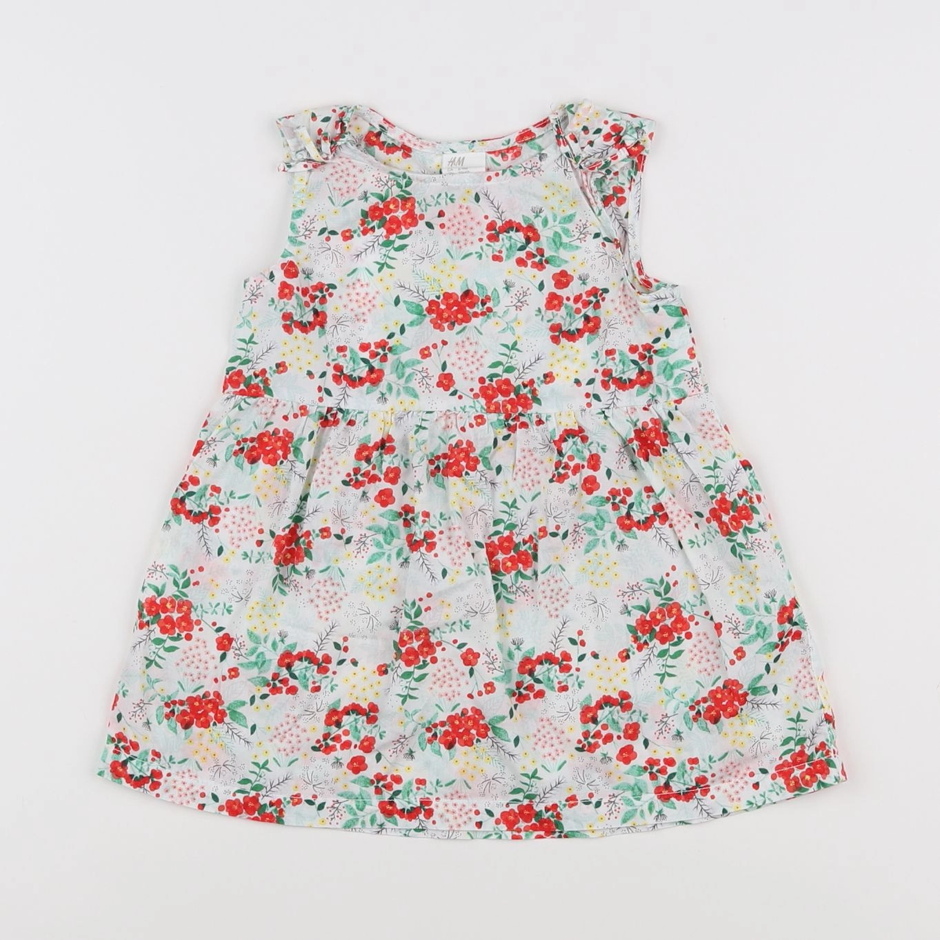 H&M - robe vert, rouge - 6/9 mois