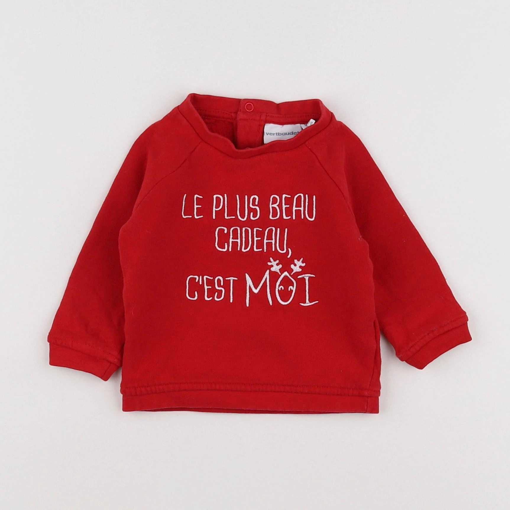Vertbaudet - sweat rouge - 6 mois