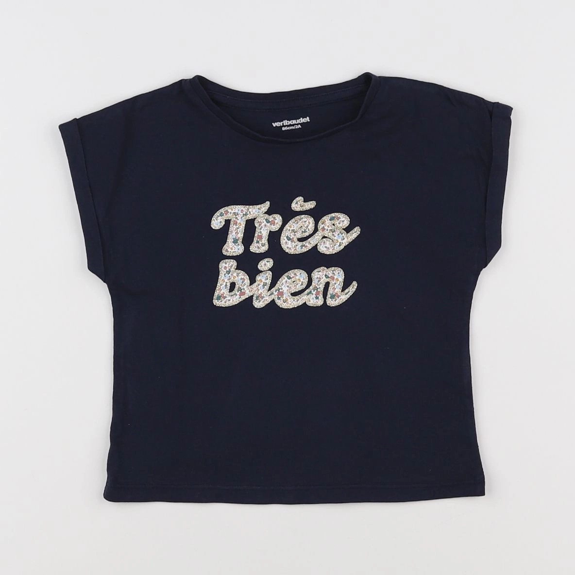 Vertbaudet - tee-shirt bleu, or - 2 ans