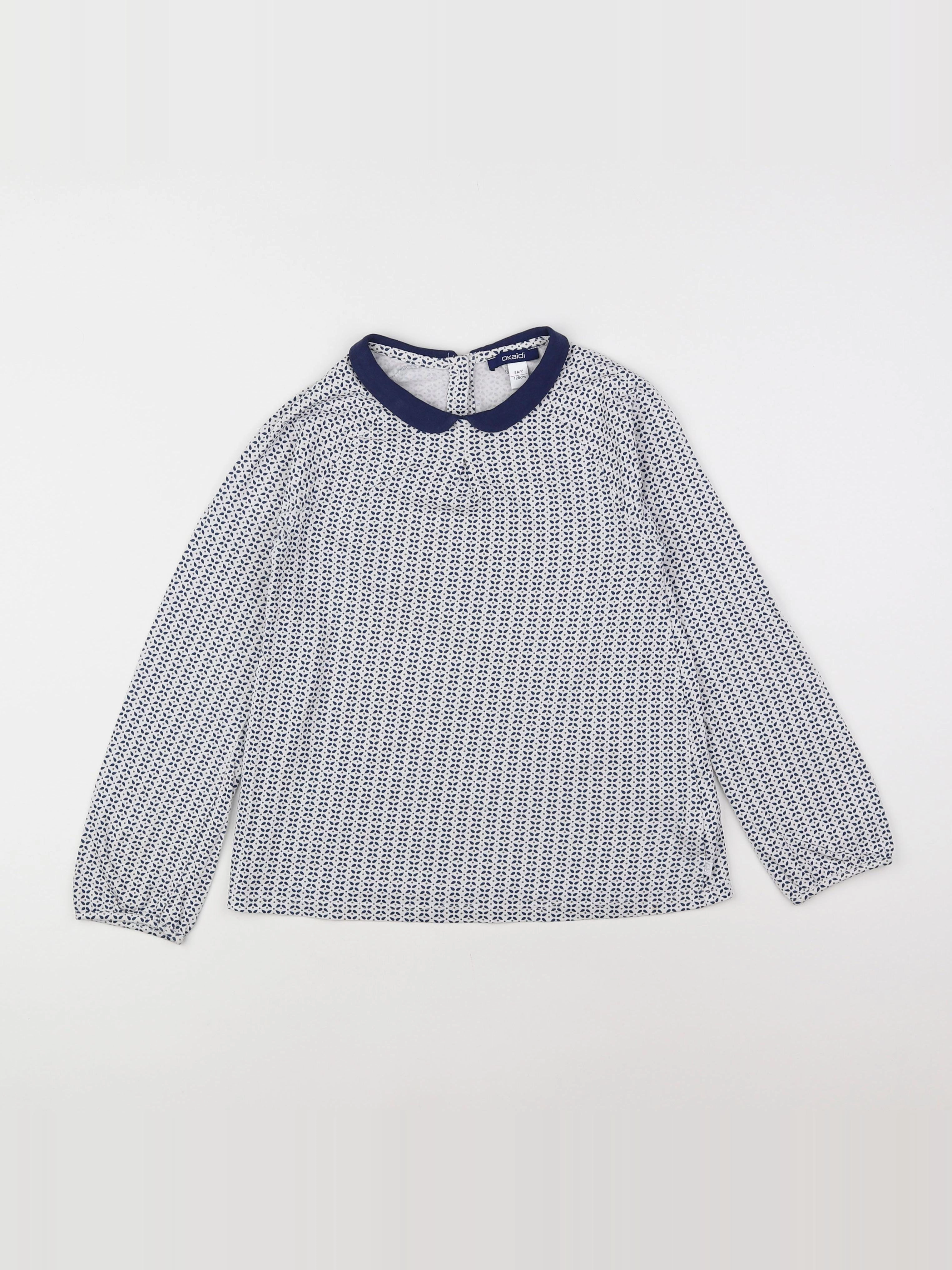 Okaidi - tee-shirt blanc, bleu - 8 ans