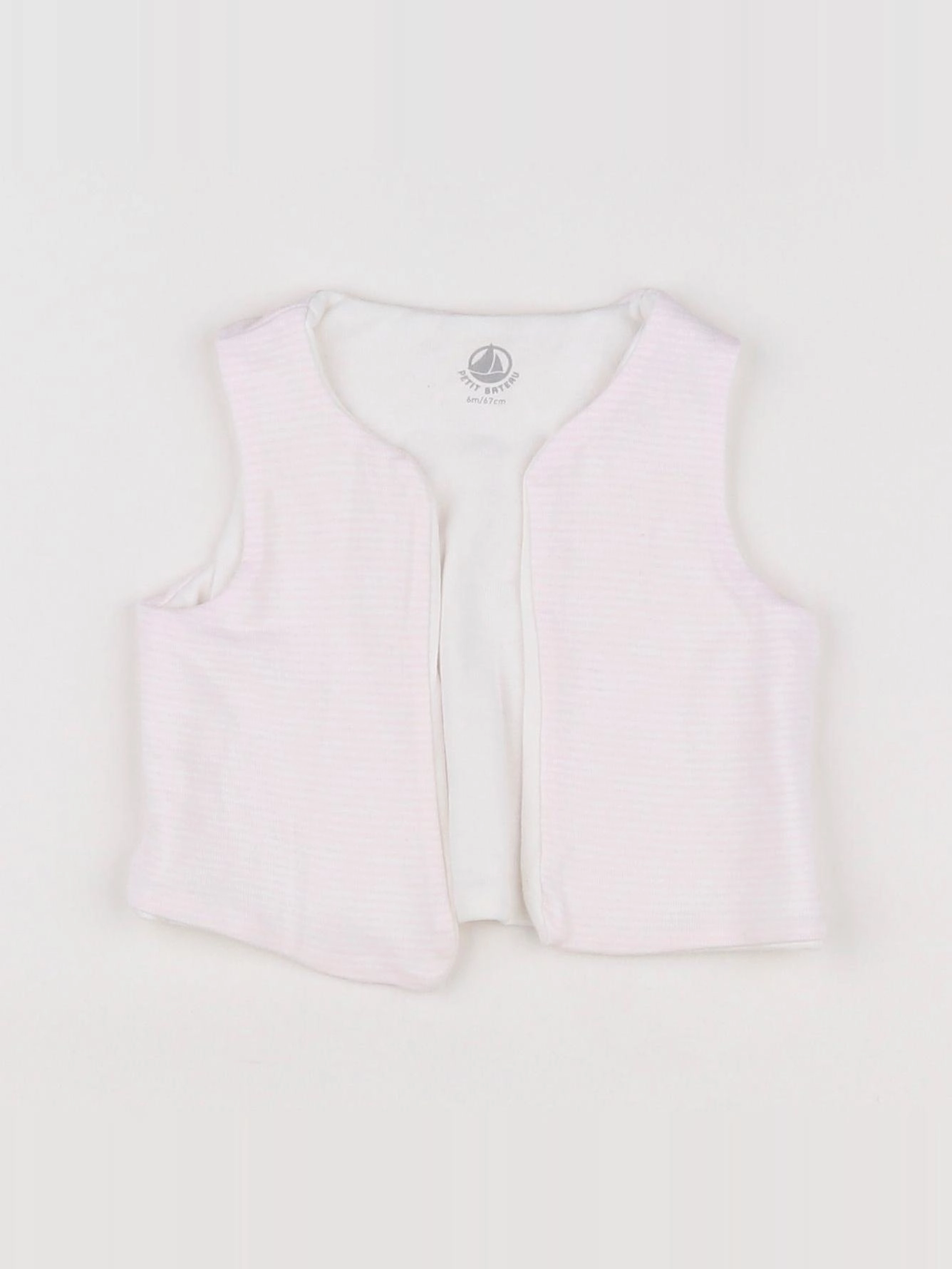 Petit Bateau - gilet blanc, rose - 6 mois