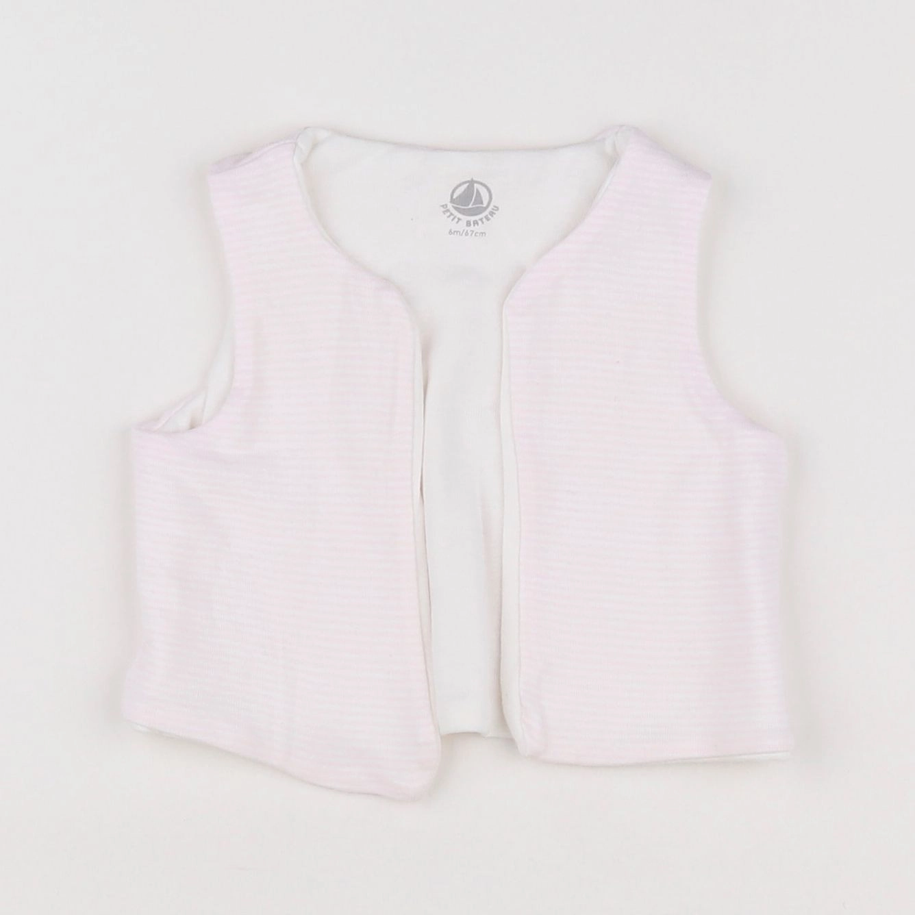 Petit Bateau - gilet blanc, rose - 6 mois