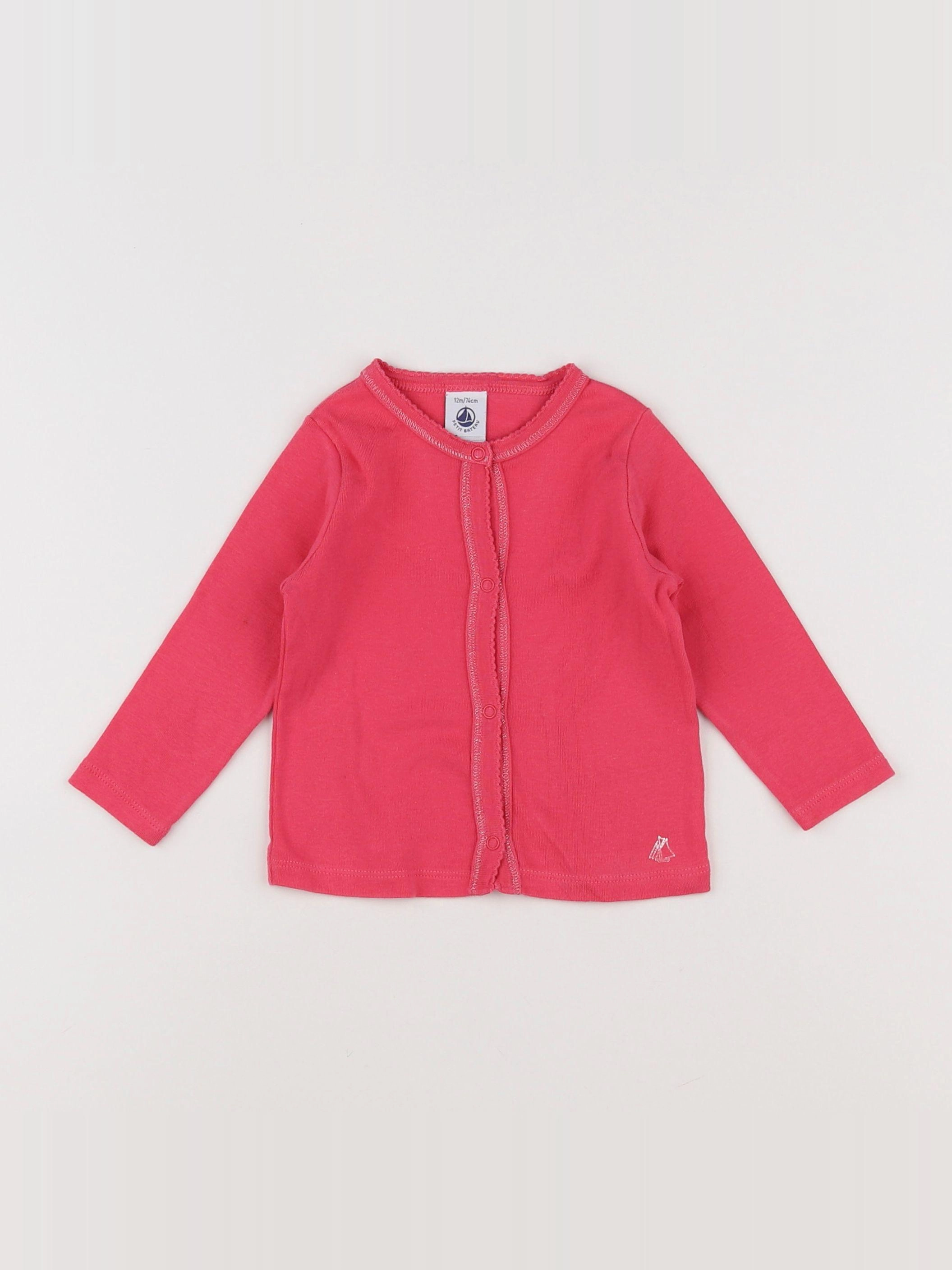 Petit Bateau - gilet rose - 12 mois