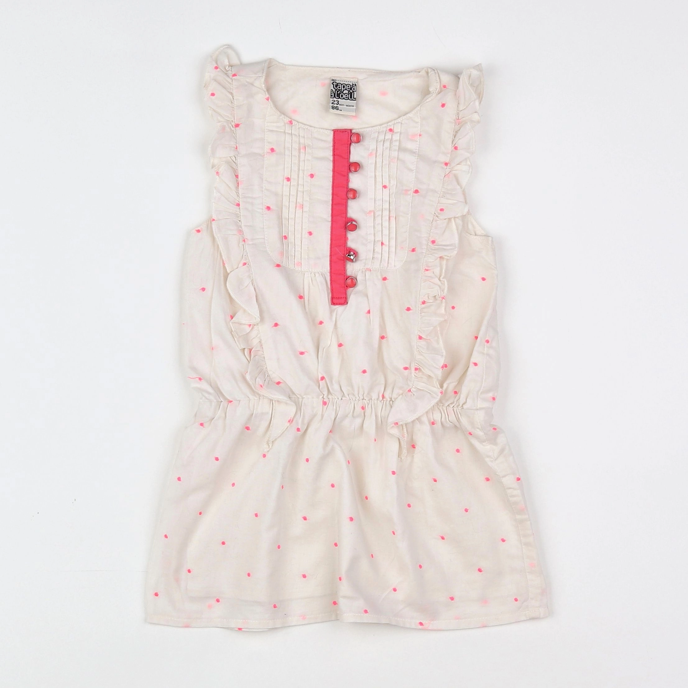 Tape à l'oeil - robe blanc, rose - 2 ans