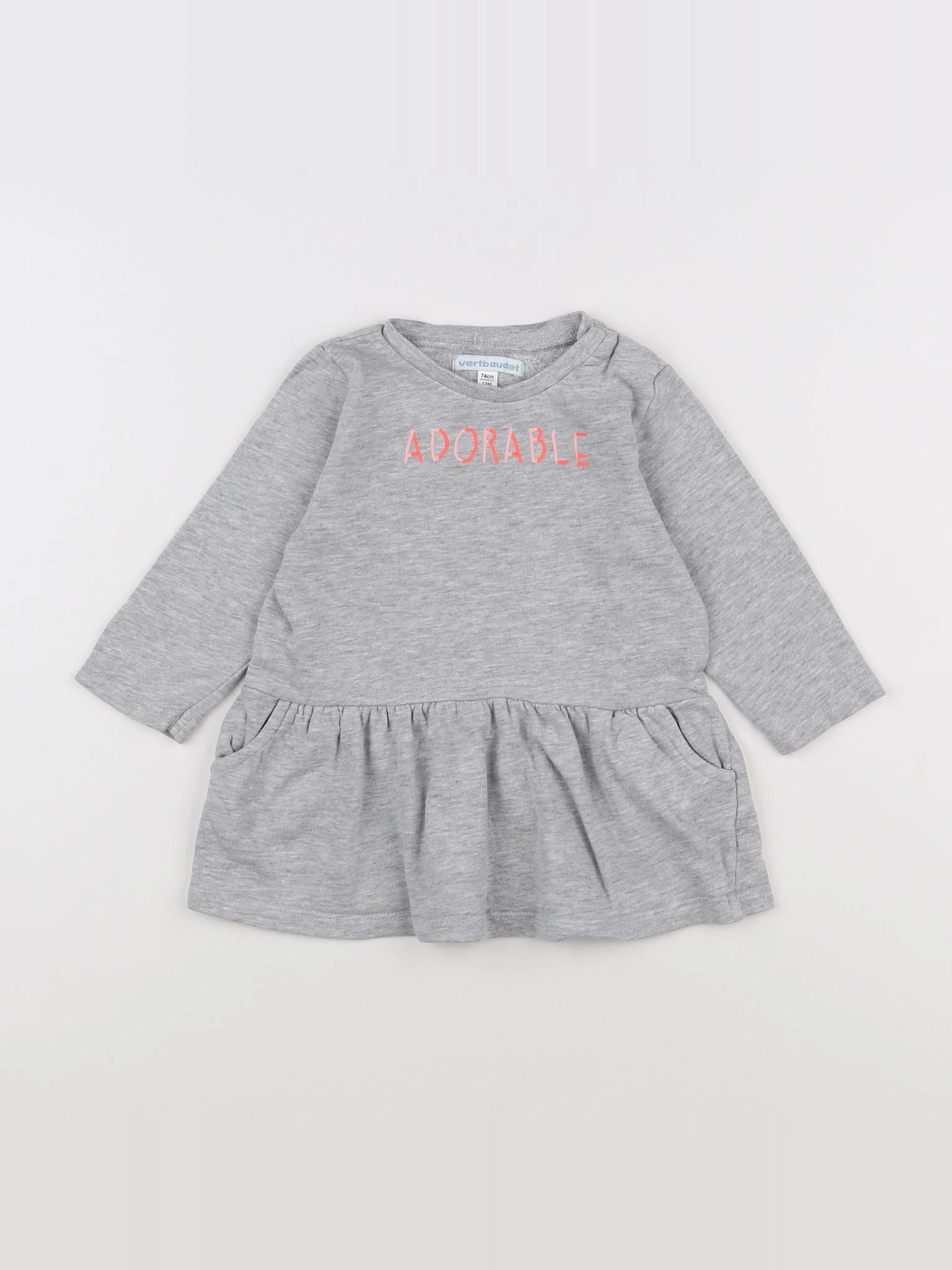 Vertbaudet - robe gris - 12 mois