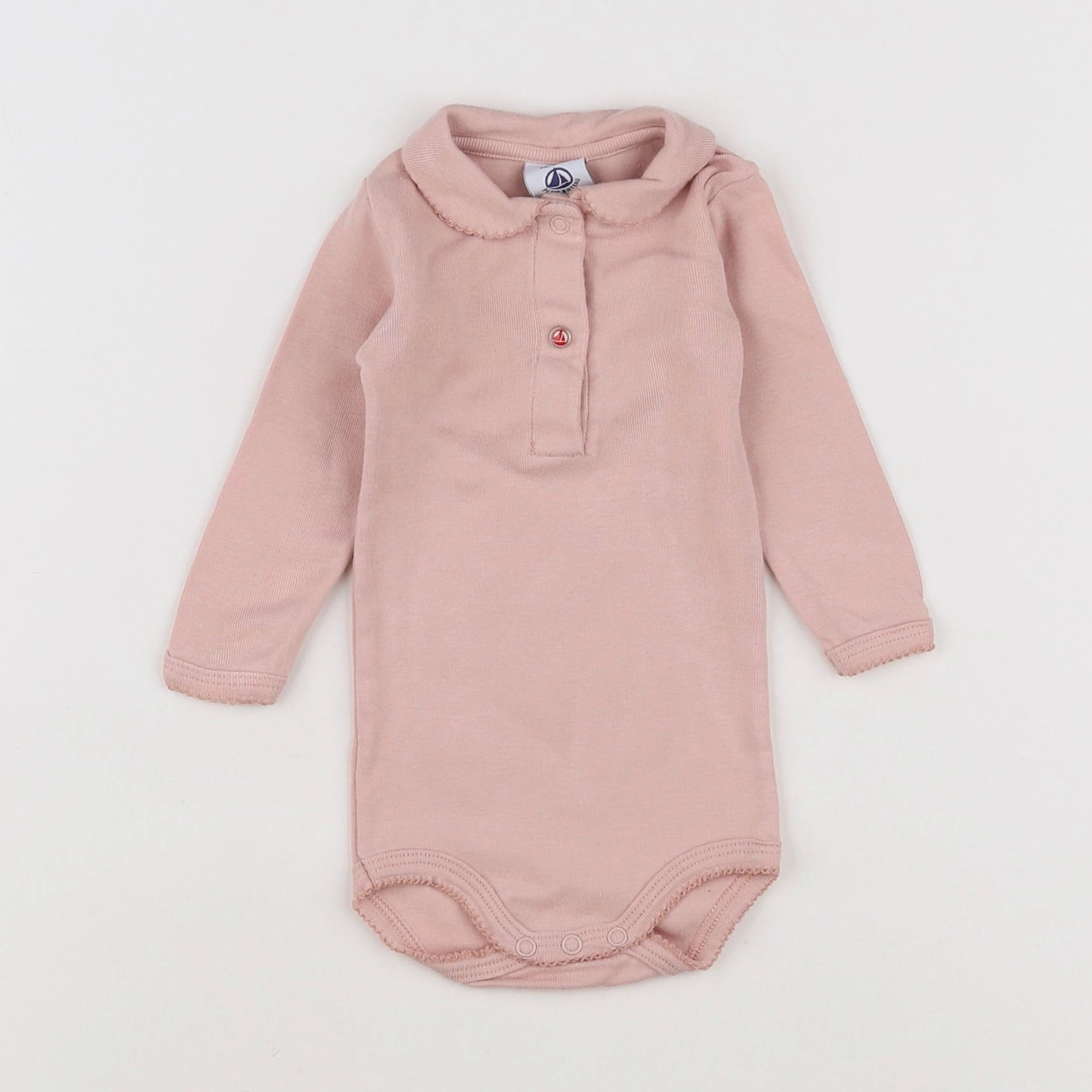 Petit Bateau - body à col rose - 3 mois