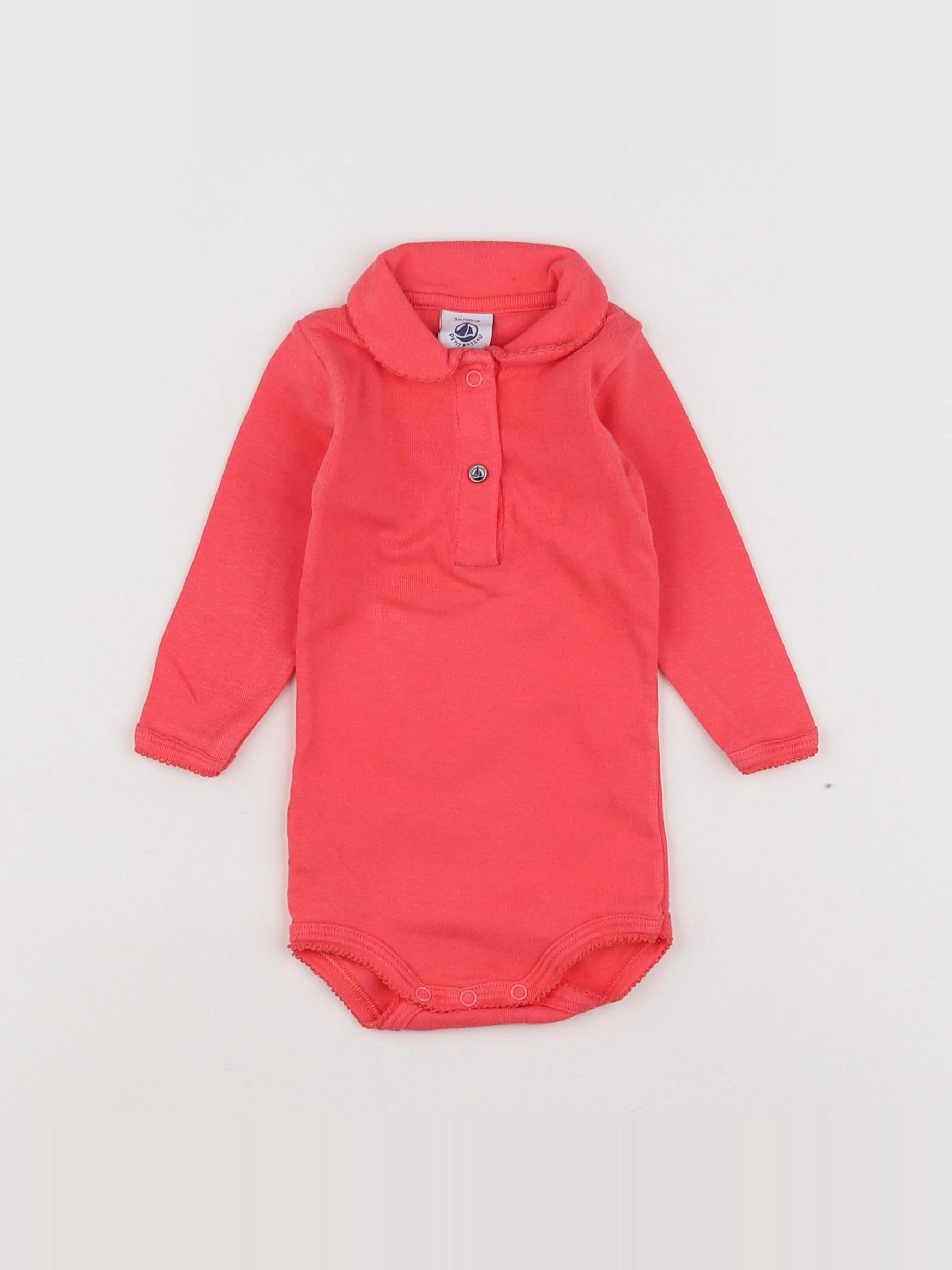 Petit Bateau - body à col rose - 3 mois