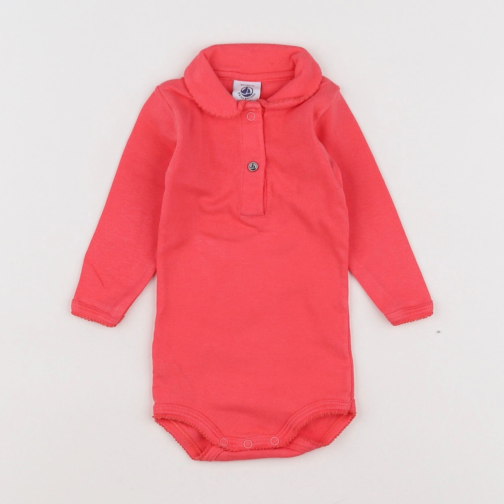 Petit Bateau - body à col rose - 3 mois