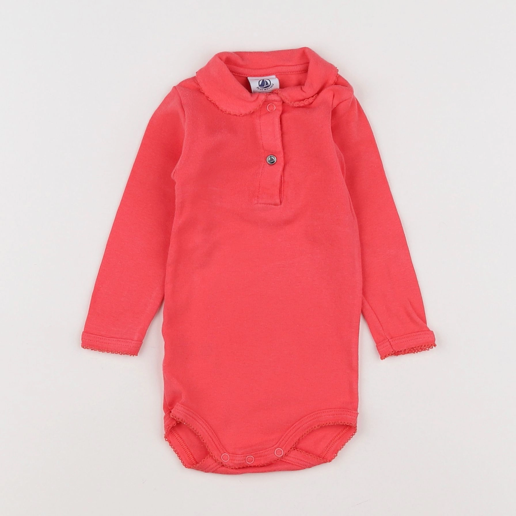 Petit Bateau - body à col rose - 6 mois