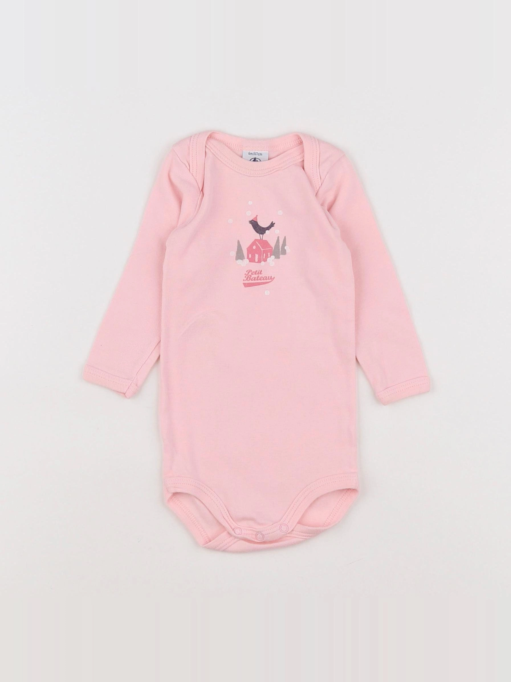 Petit Bateau - body rose - 6 mois