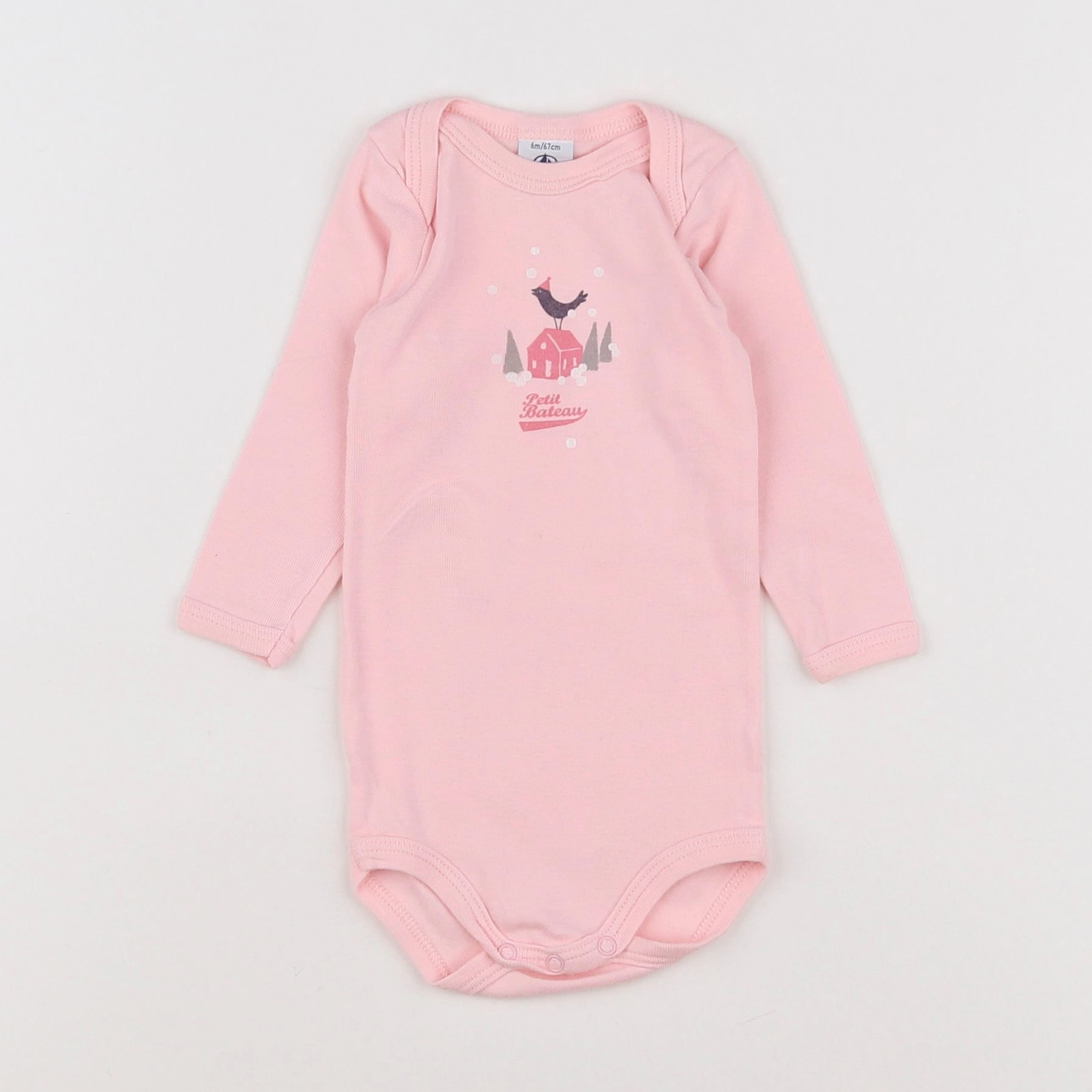 Petit Bateau - body rose - 6 mois