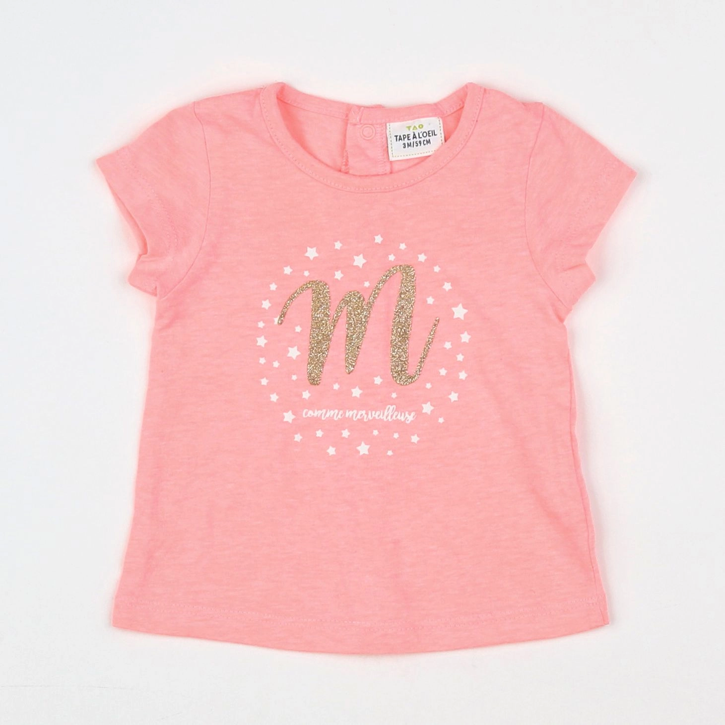 Tape à l'oeil - tee-shirt rose fluo - 3 mois