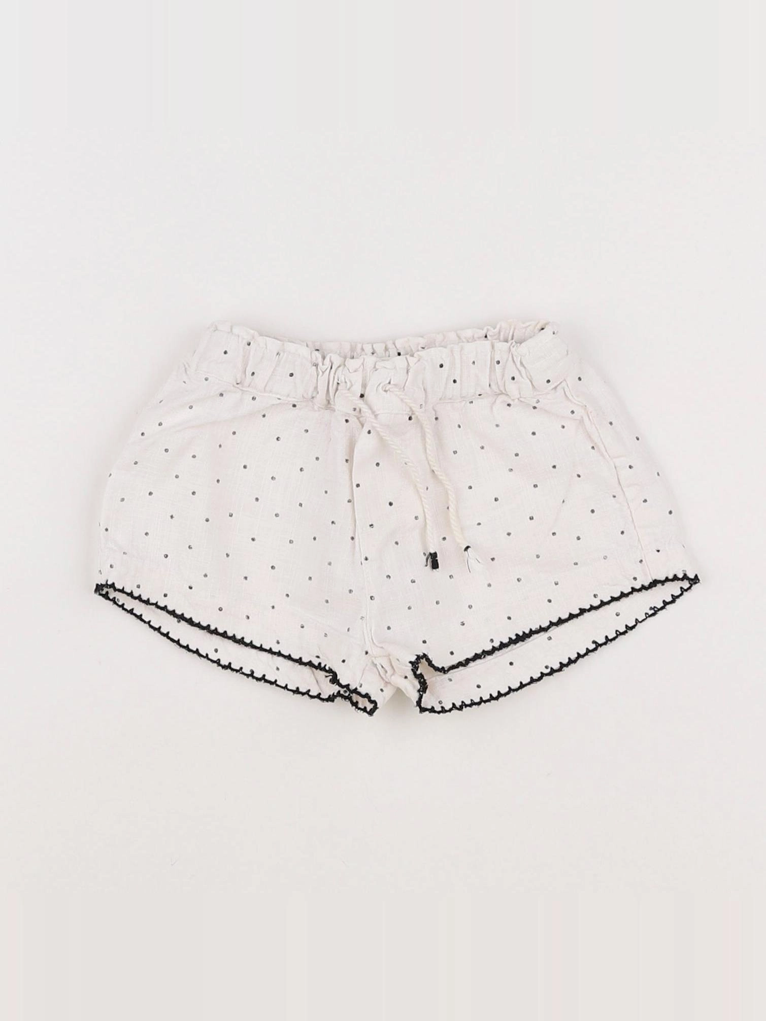 Zara - short blanc, noir - 6/9 mois