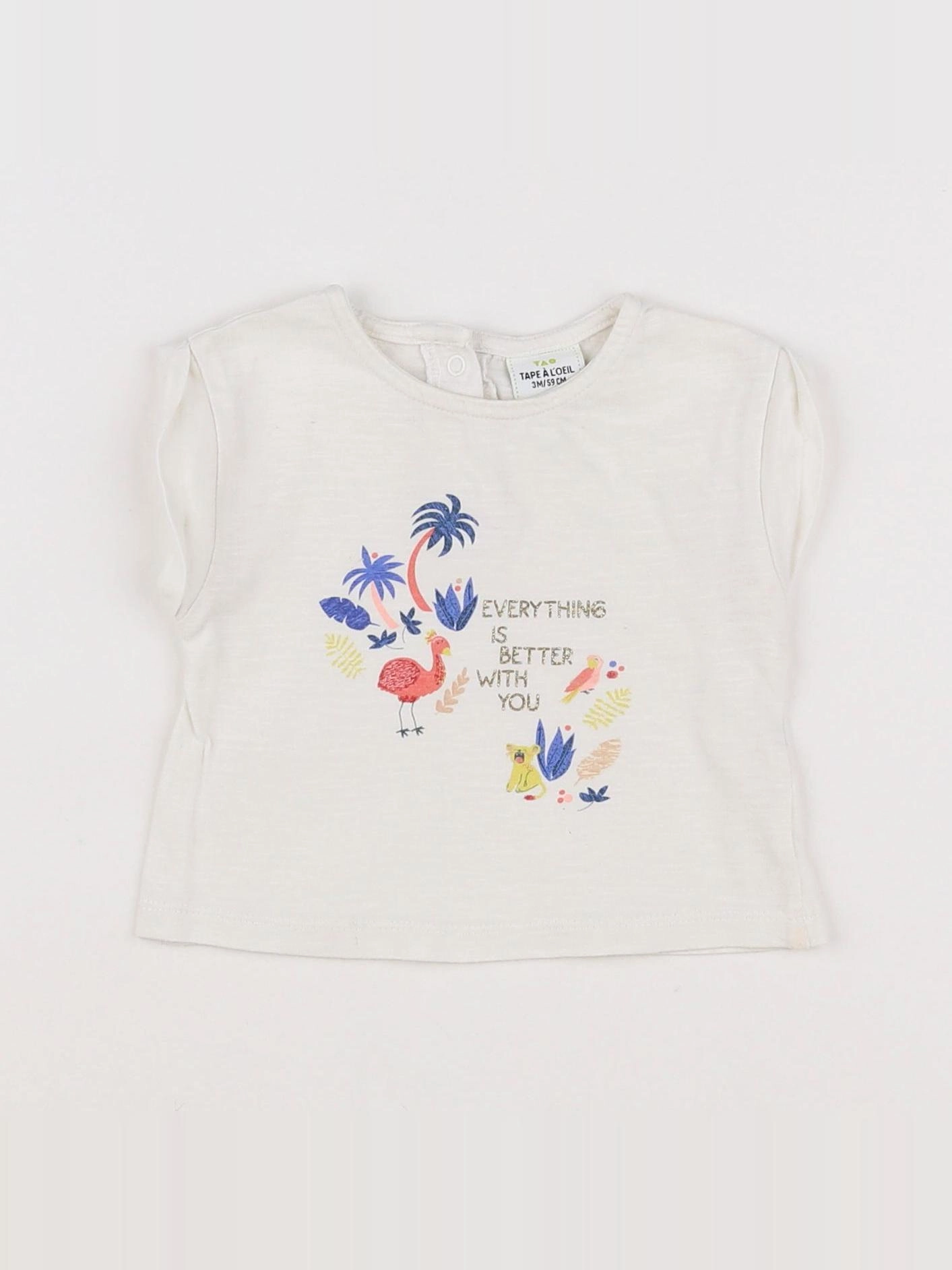 Tape à l'oeil - tee-shirt blanc, bleu - 3 mois