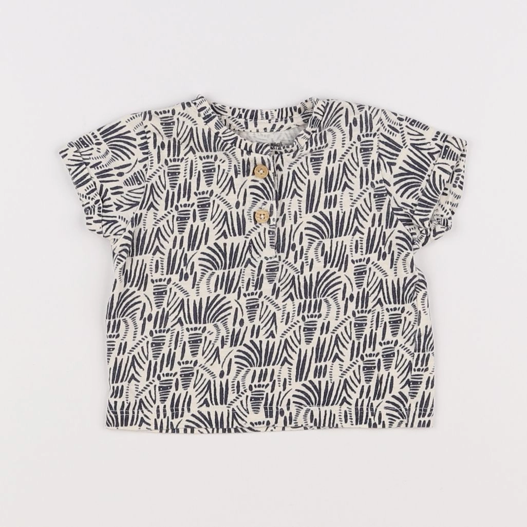 Vertbaudet - tee-shirt beige, gris - 3 mois