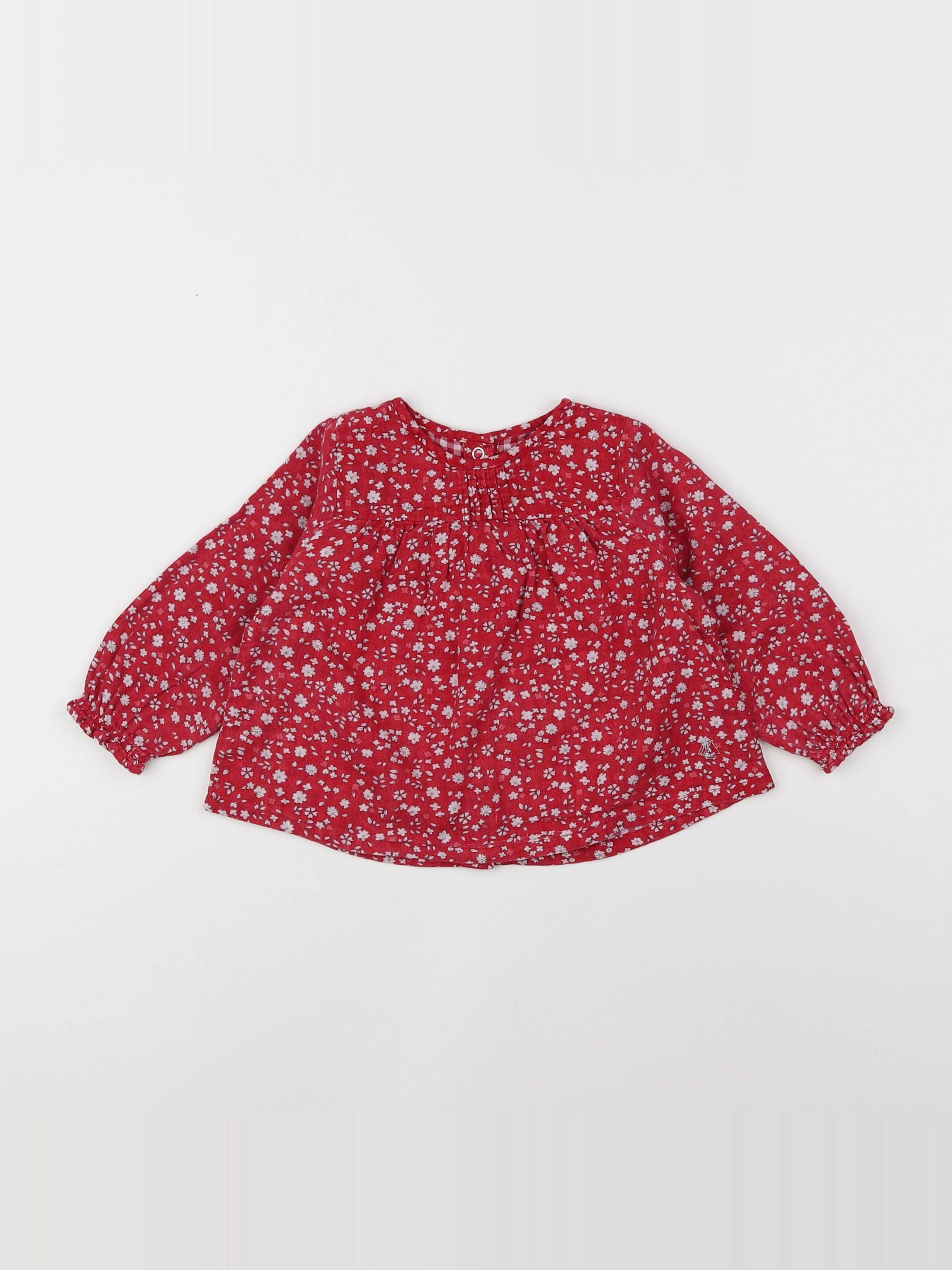 Petit Bateau - blouse rouge - 12 mois