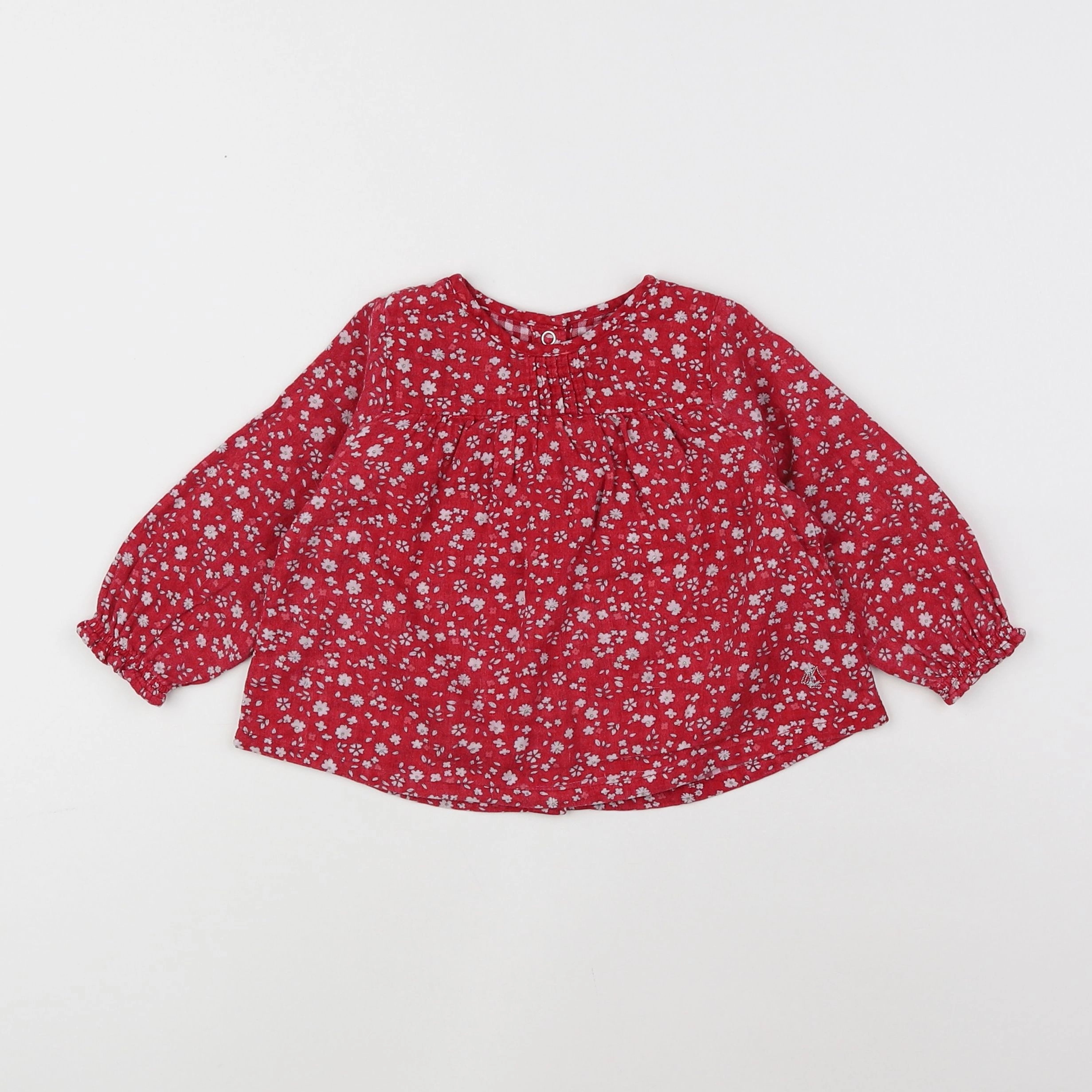Petit Bateau - blouse rouge - 12 mois
