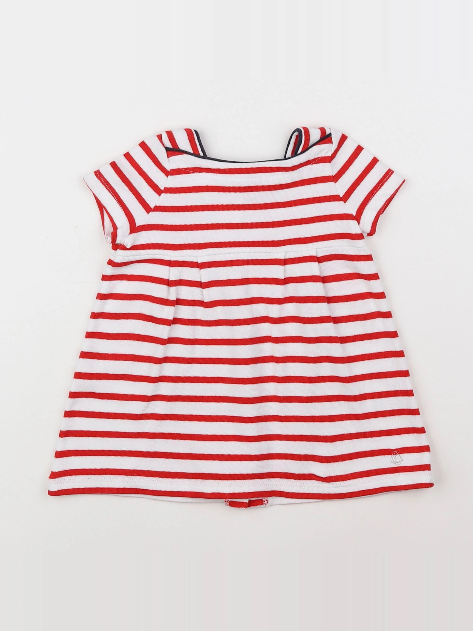 Petit Bateau - robe blanc, rouge - 12 mois