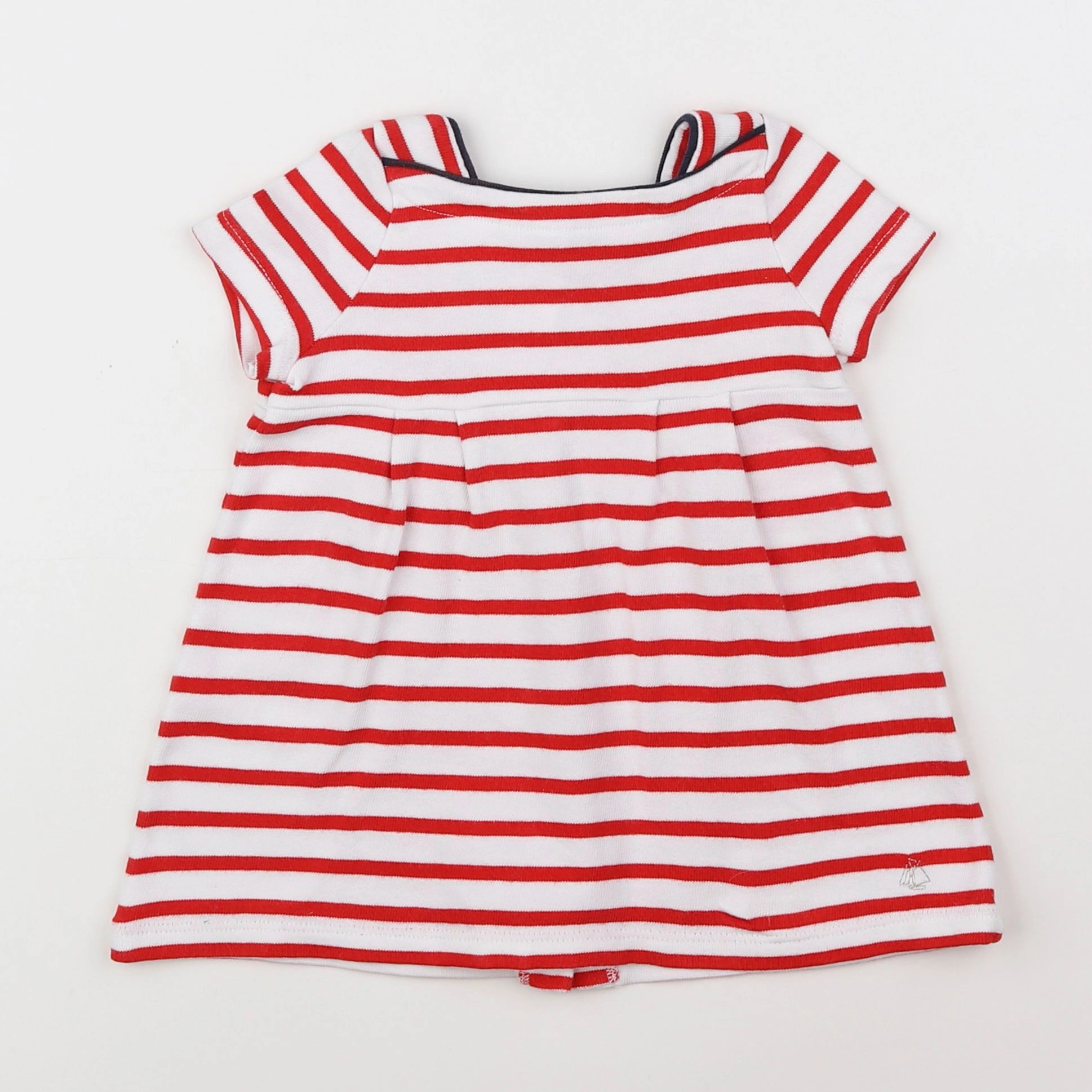 Petit Bateau - robe blanc, rouge - 12 mois