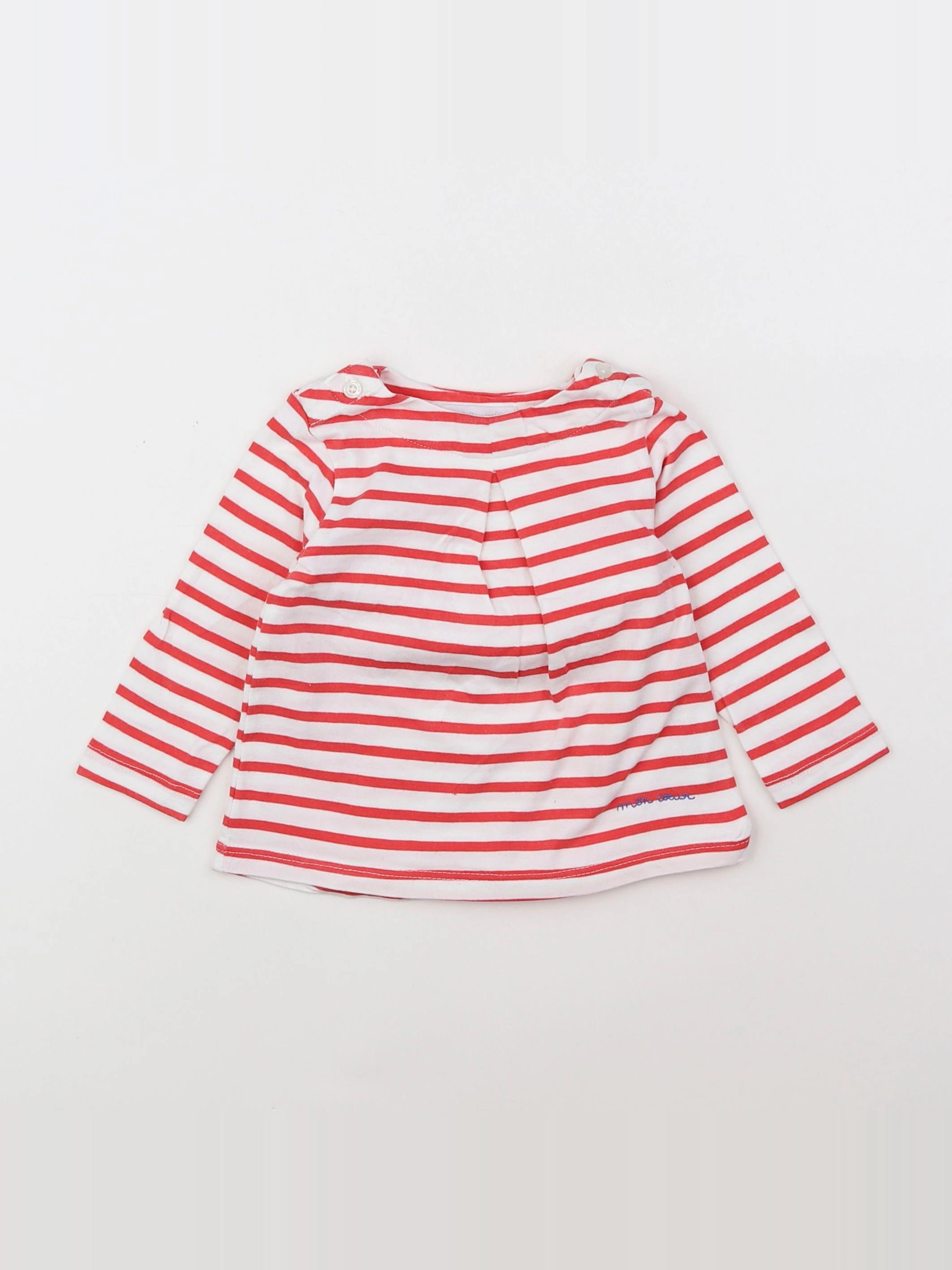 Cadet Rousselle - tee-shirt blanc, rouge - 6 mois