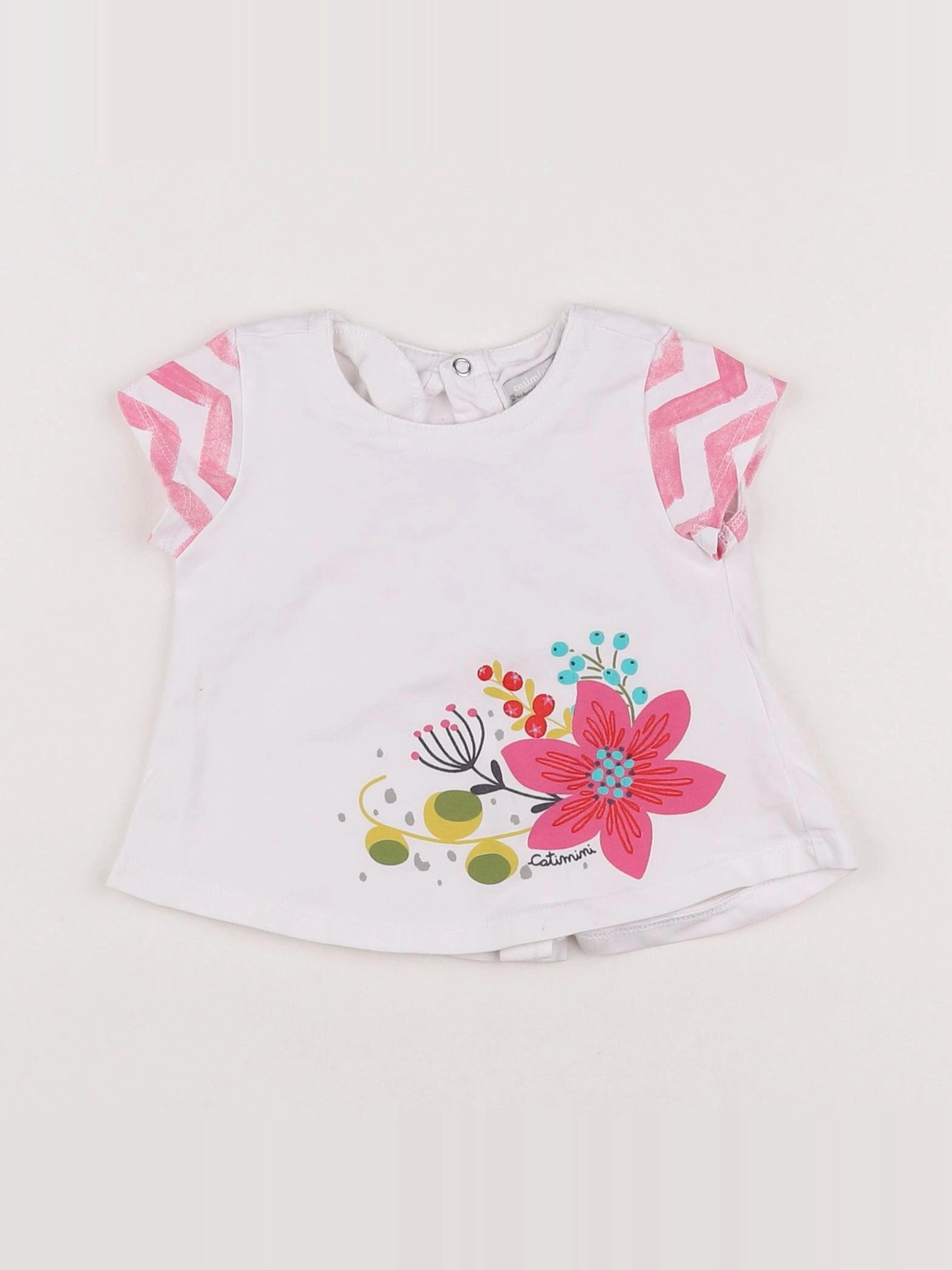 Catimini - tee-shirt blanc, rose - 6 mois