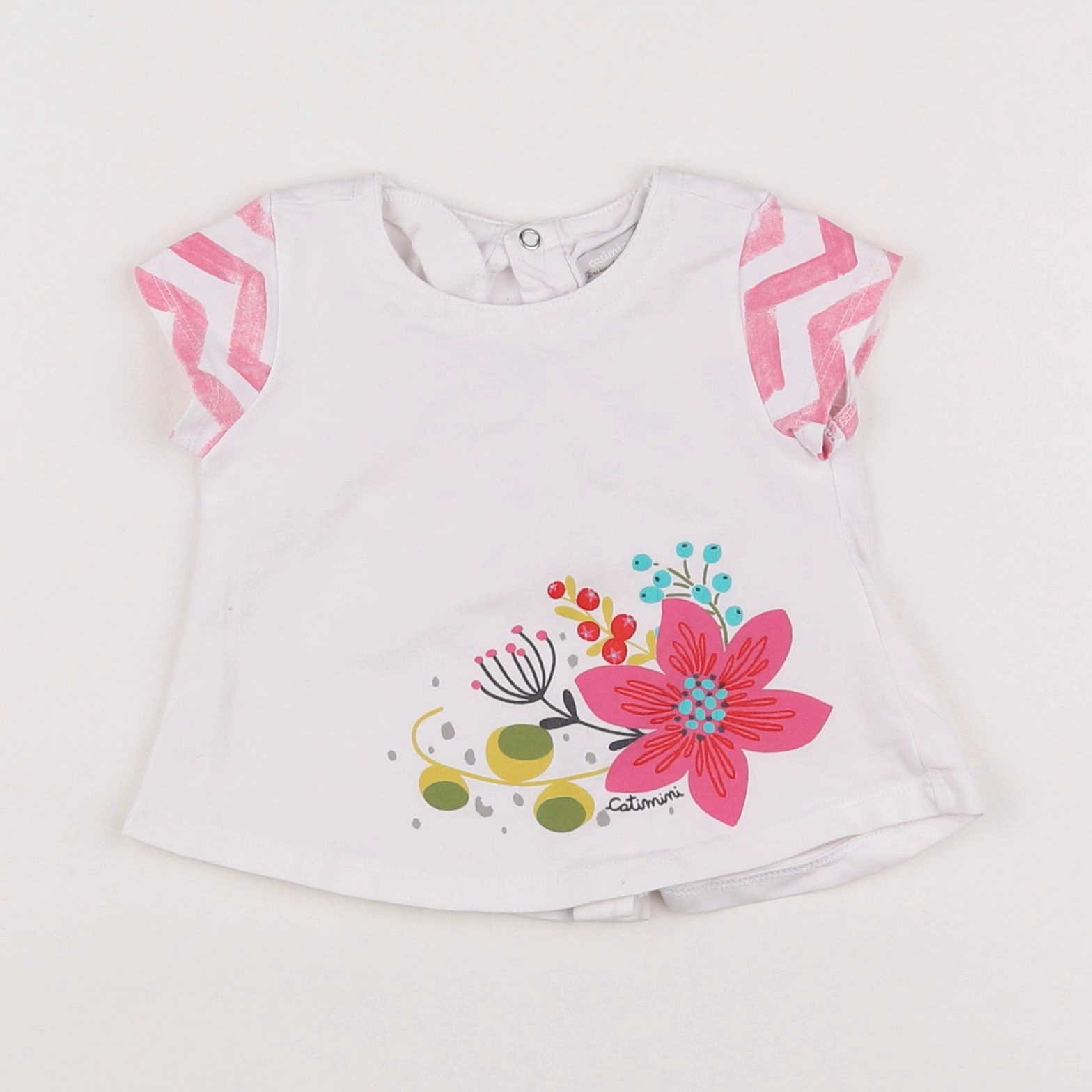 Catimini - tee-shirt blanc, rose - 6 mois