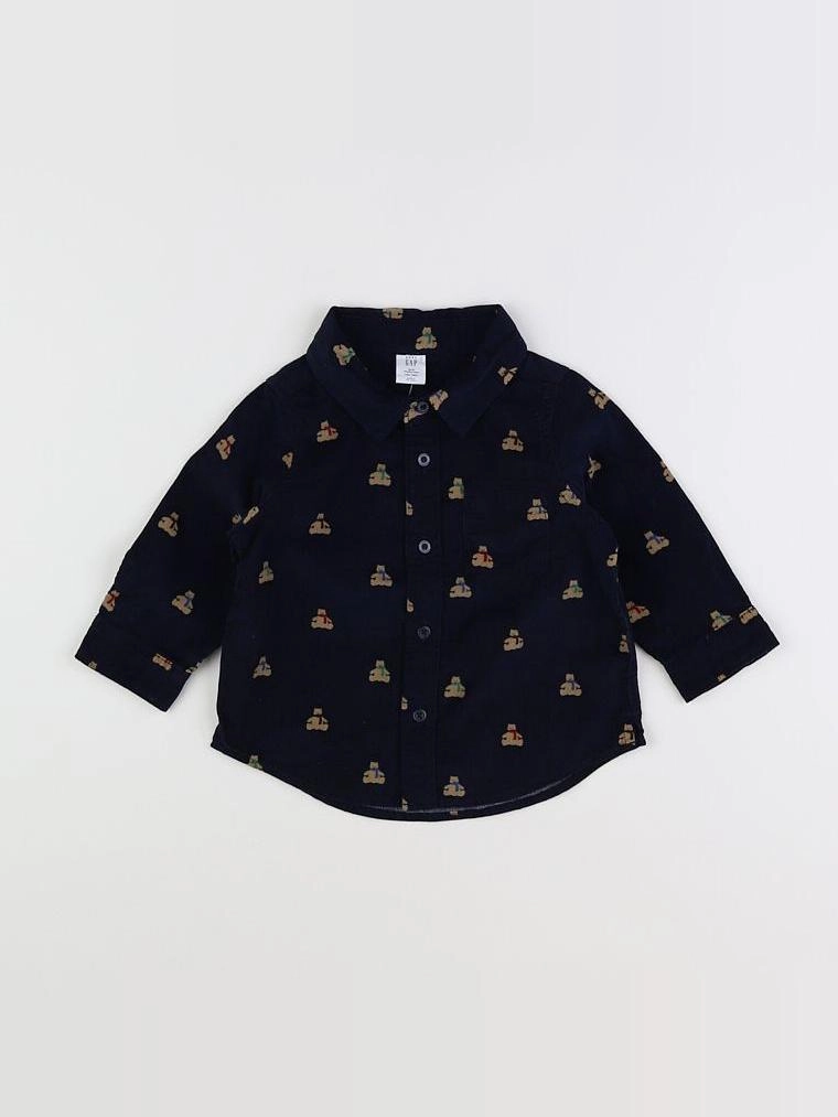 GAP - chemise bleu, marron - 12/18 mois