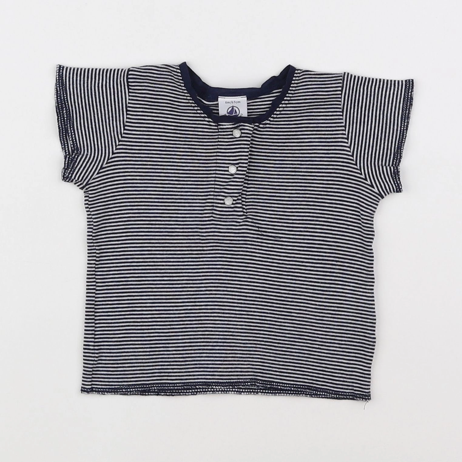 Petit Bateau - tee-shirt bleu, blanc - 6 mois