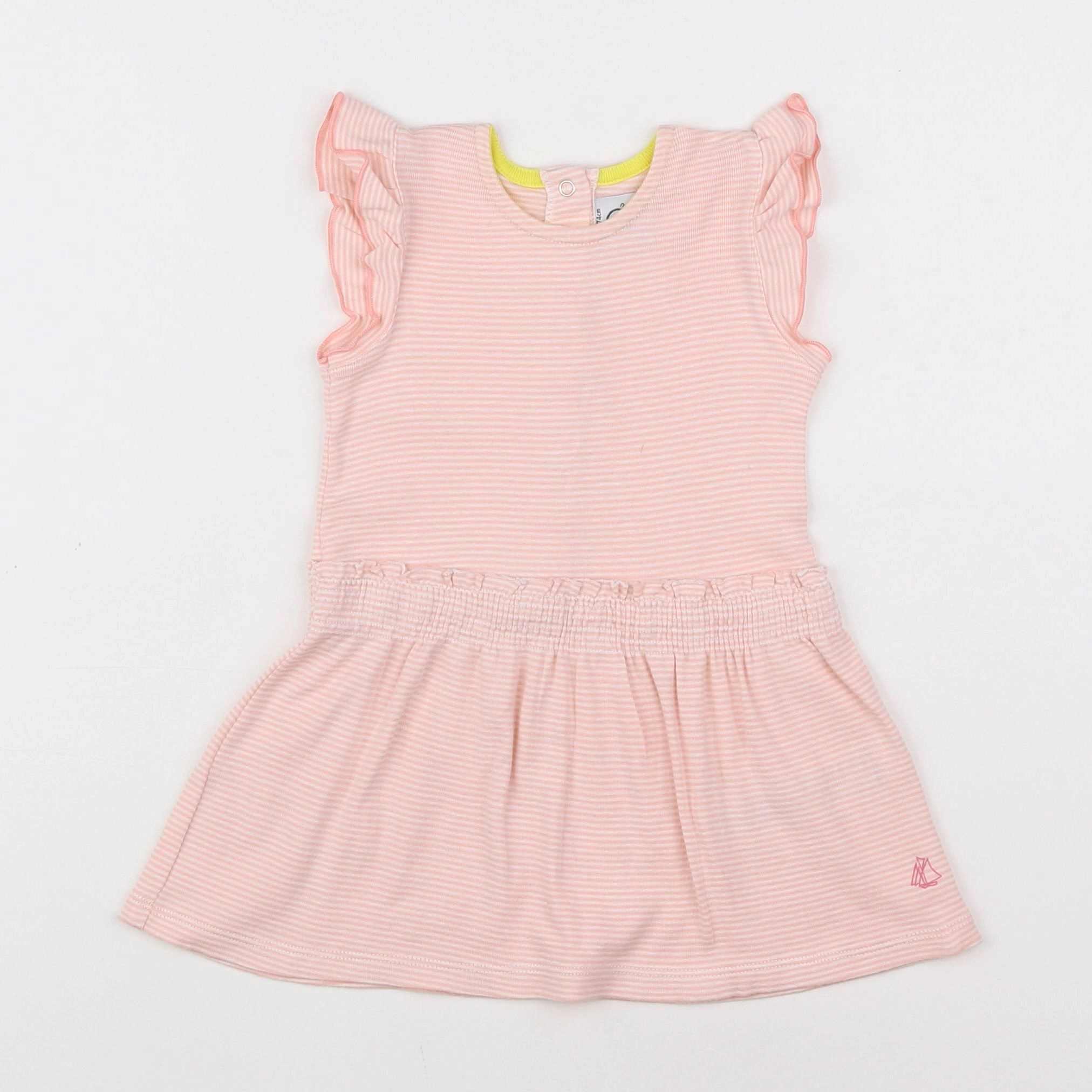 Petit Bateau - robe blanc, rose - 12 mois