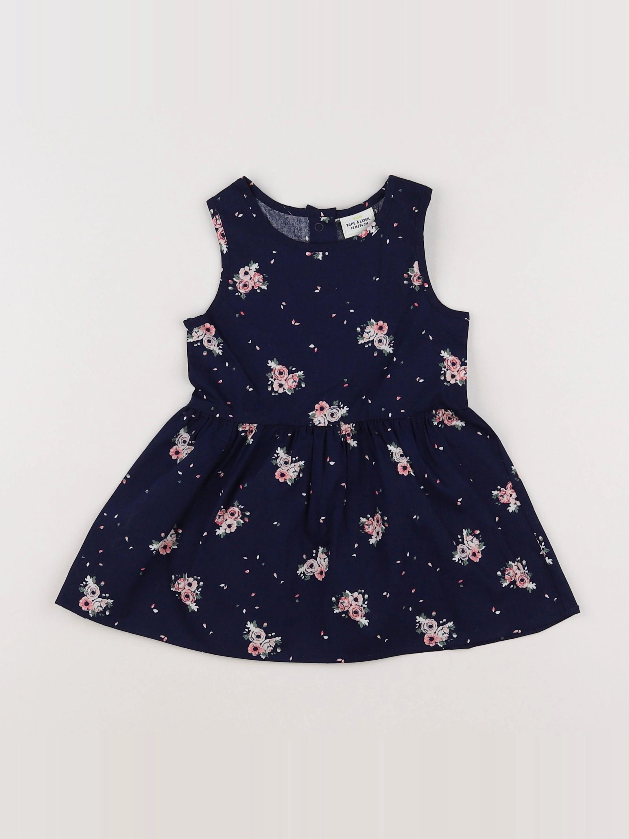 Tape à l'oeil - robe bleu, rose - 12 mois