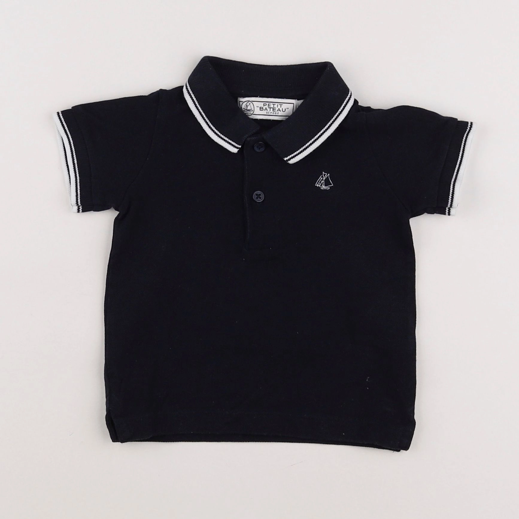 Petit Bateau - polo bleu - 12 mois