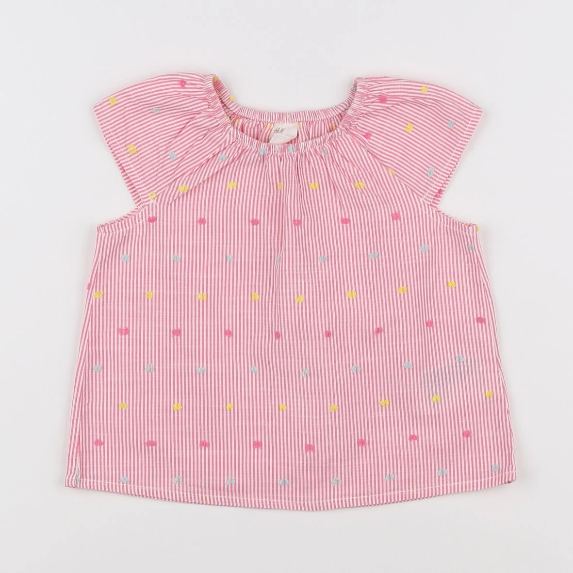 H&M - blouse rose - 6/9 mois