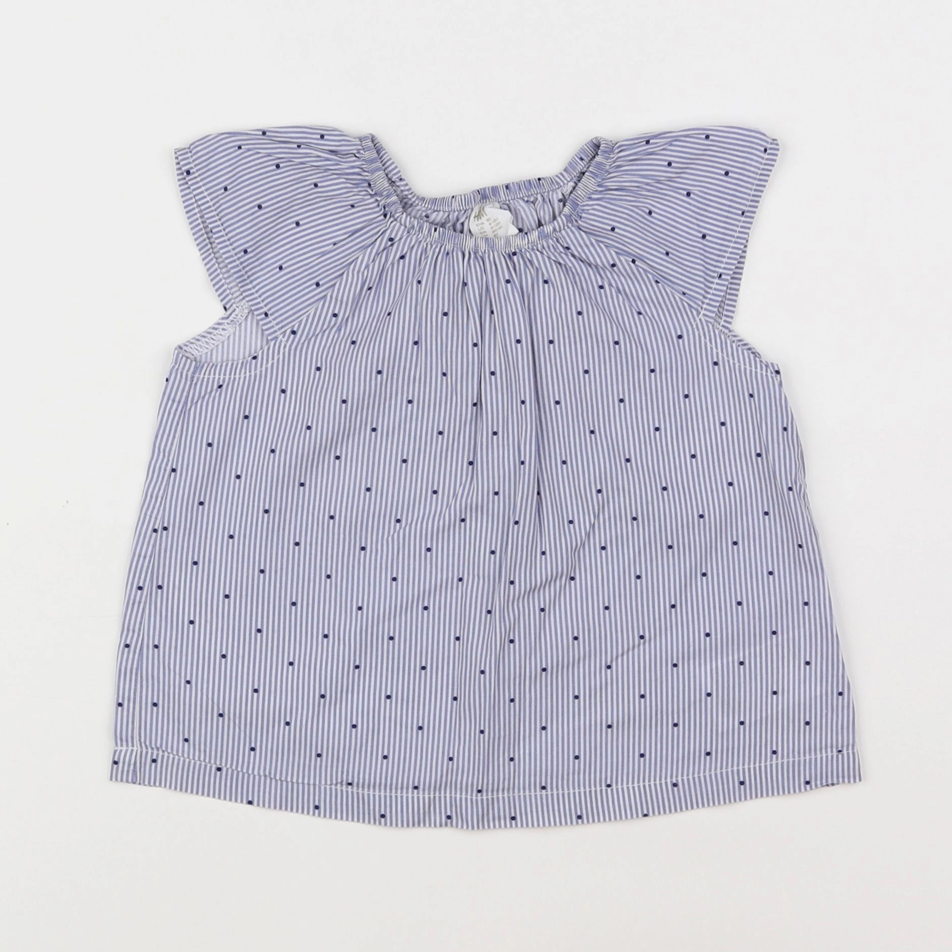 H&M - blouse blanc, bleu - 9/12 mois