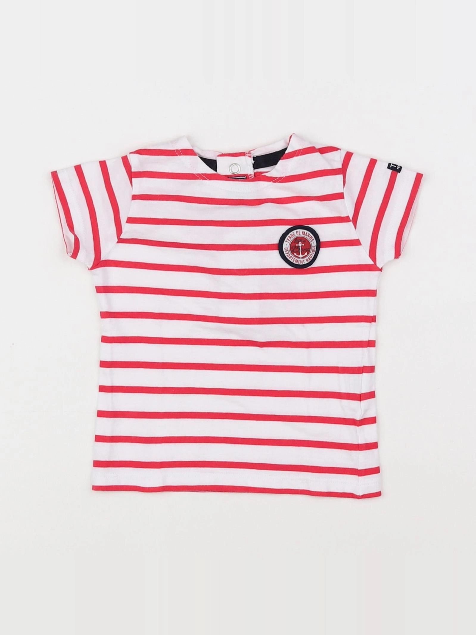 Terre de marins - tee-shirt blanc, rose - 12 mois