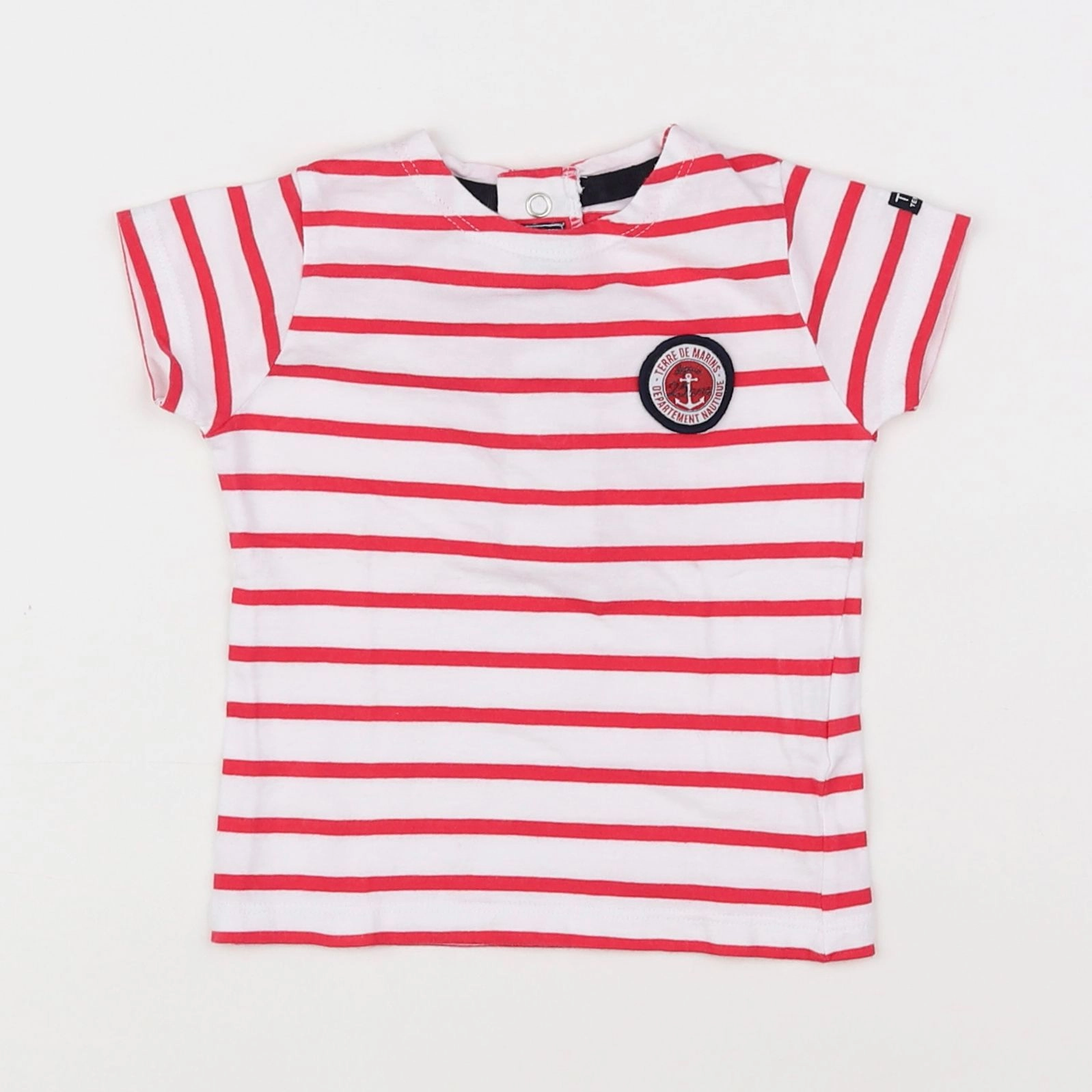 Terre de marins - tee-shirt blanc, rose - 12 mois