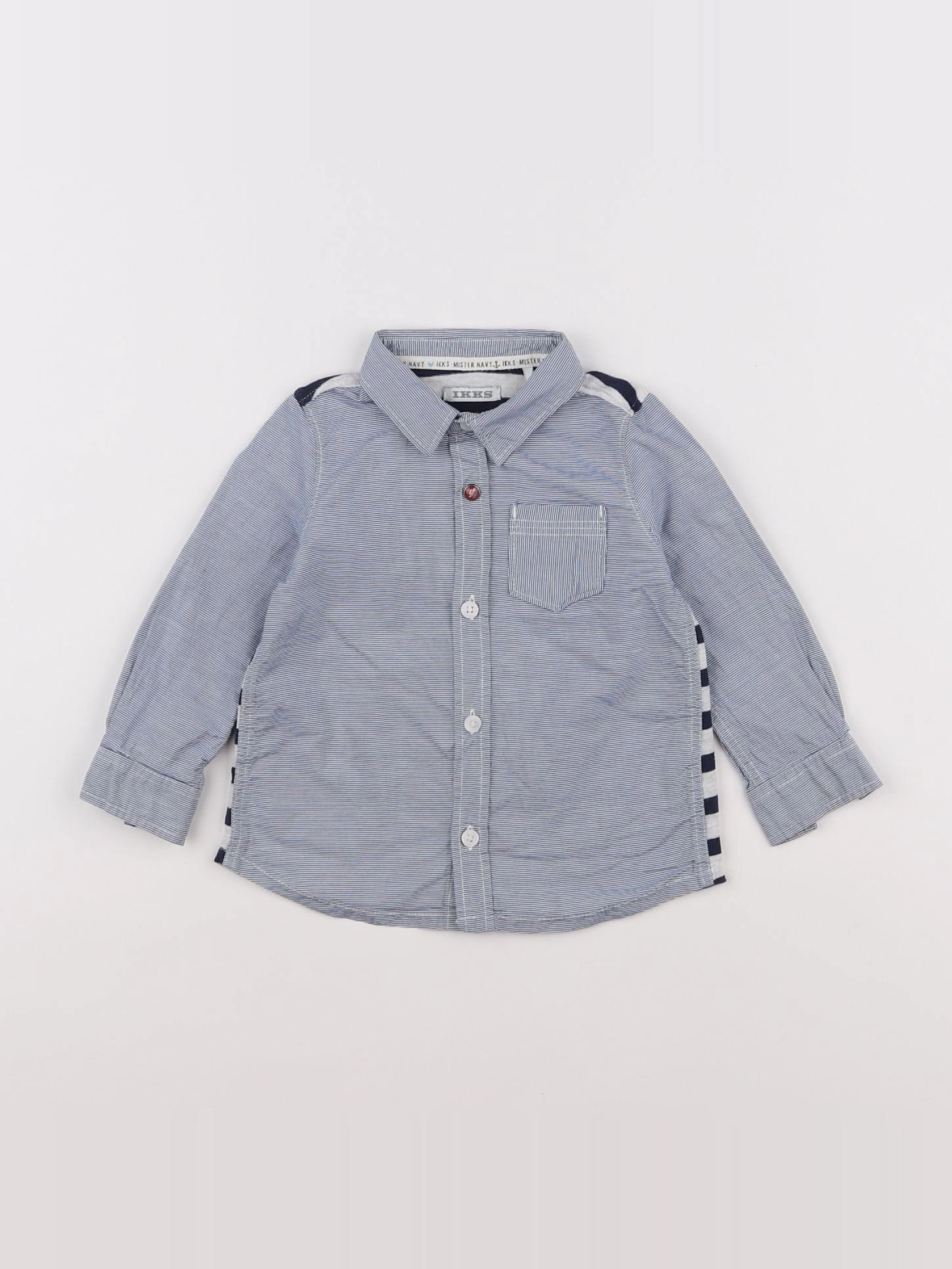 IKKS - chemise bleu, blanc - 12 mois