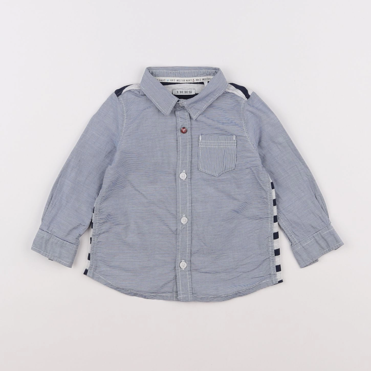 IKKS - chemise bleu, blanc - 12 mois