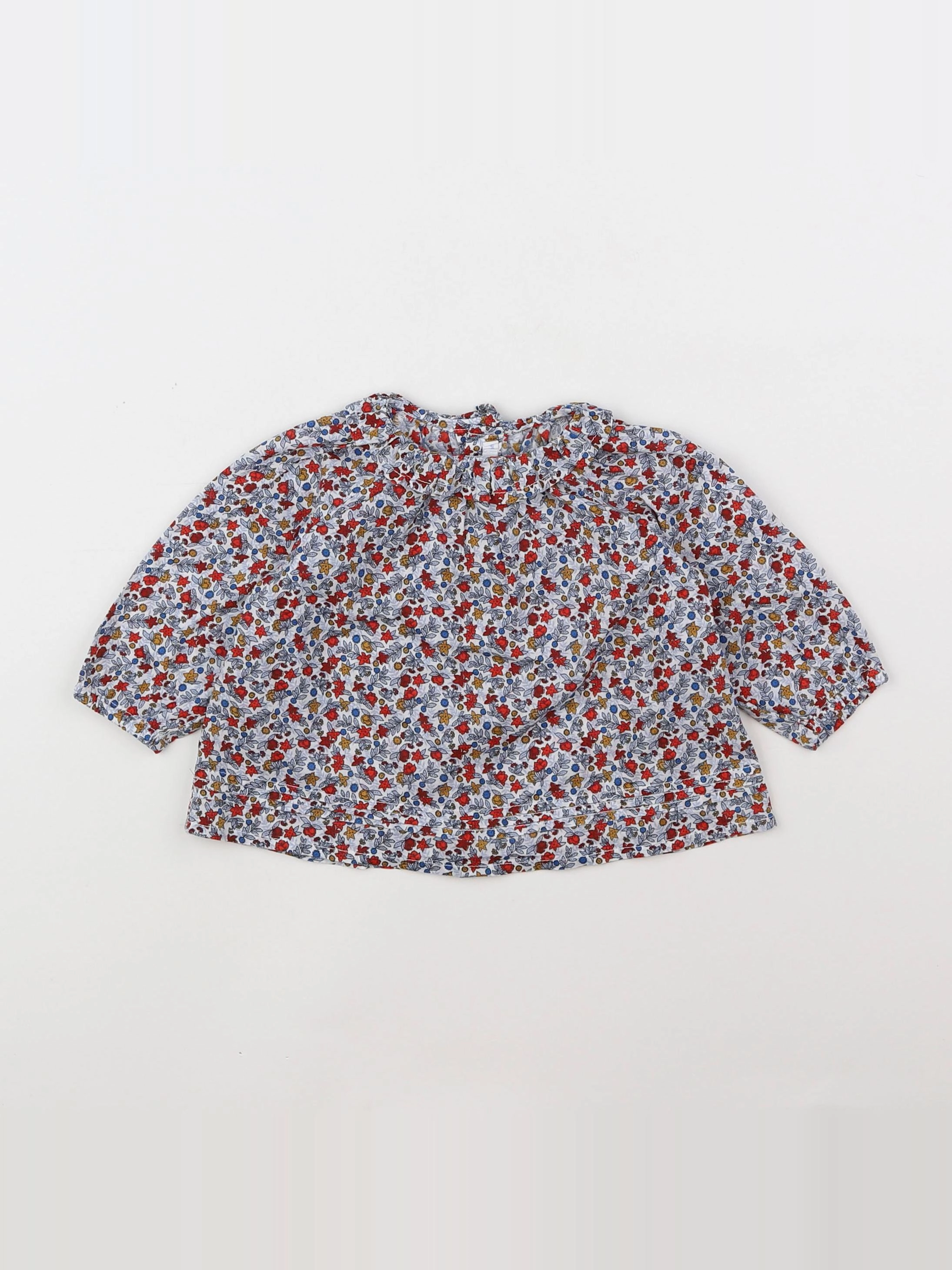 Boutchou - blouse bleu, rouge - 6 mois