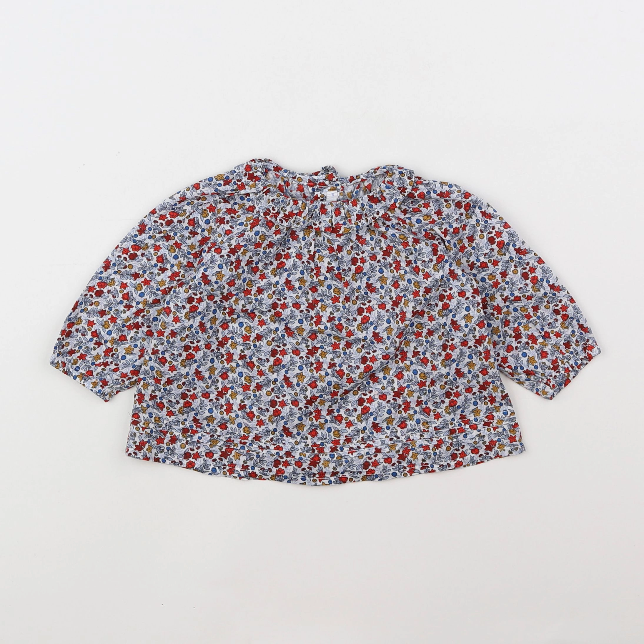 Boutchou - blouse bleu, rouge - 6 mois