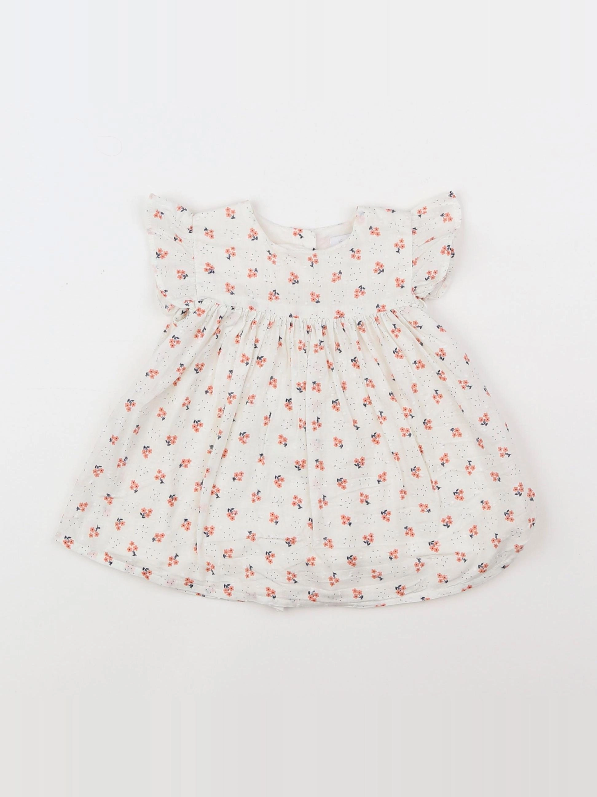 Cadet Rousselle - robe blanc, rose - 3 mois