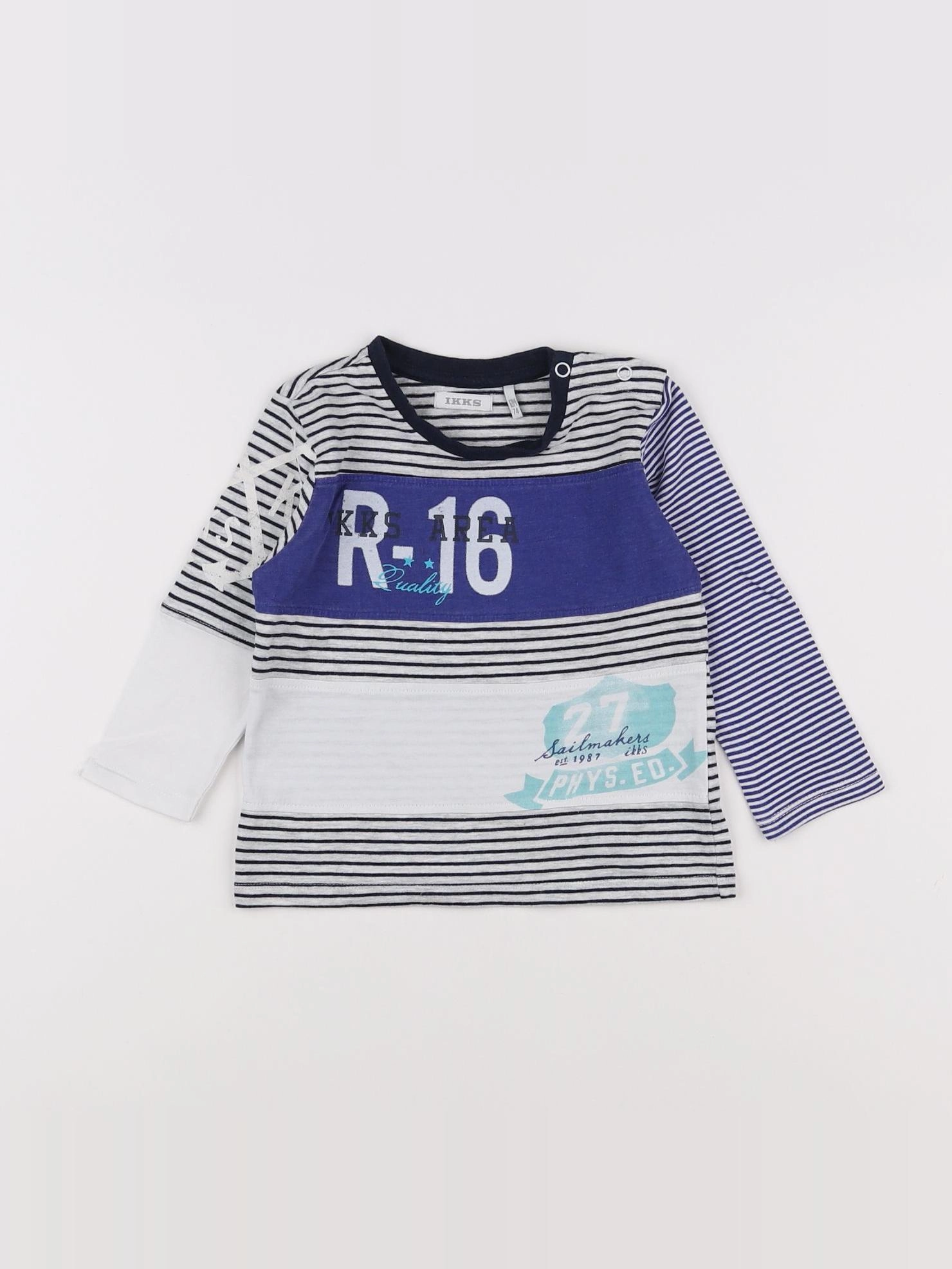 IKKS - tee-shirt blanc, bleu - 12 mois