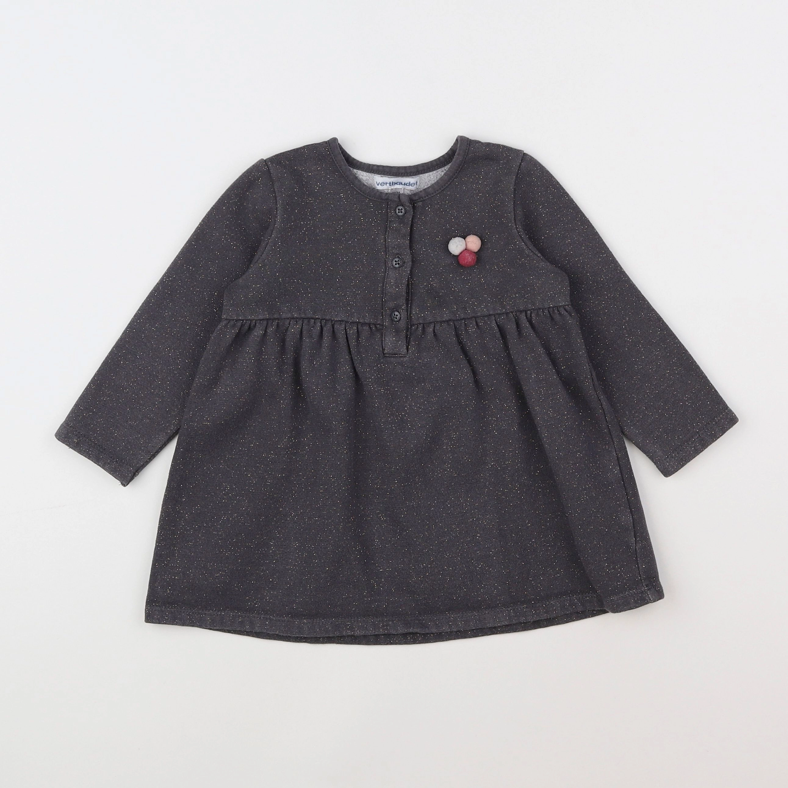 Vertbaudet - robe gris, or - 2 ans