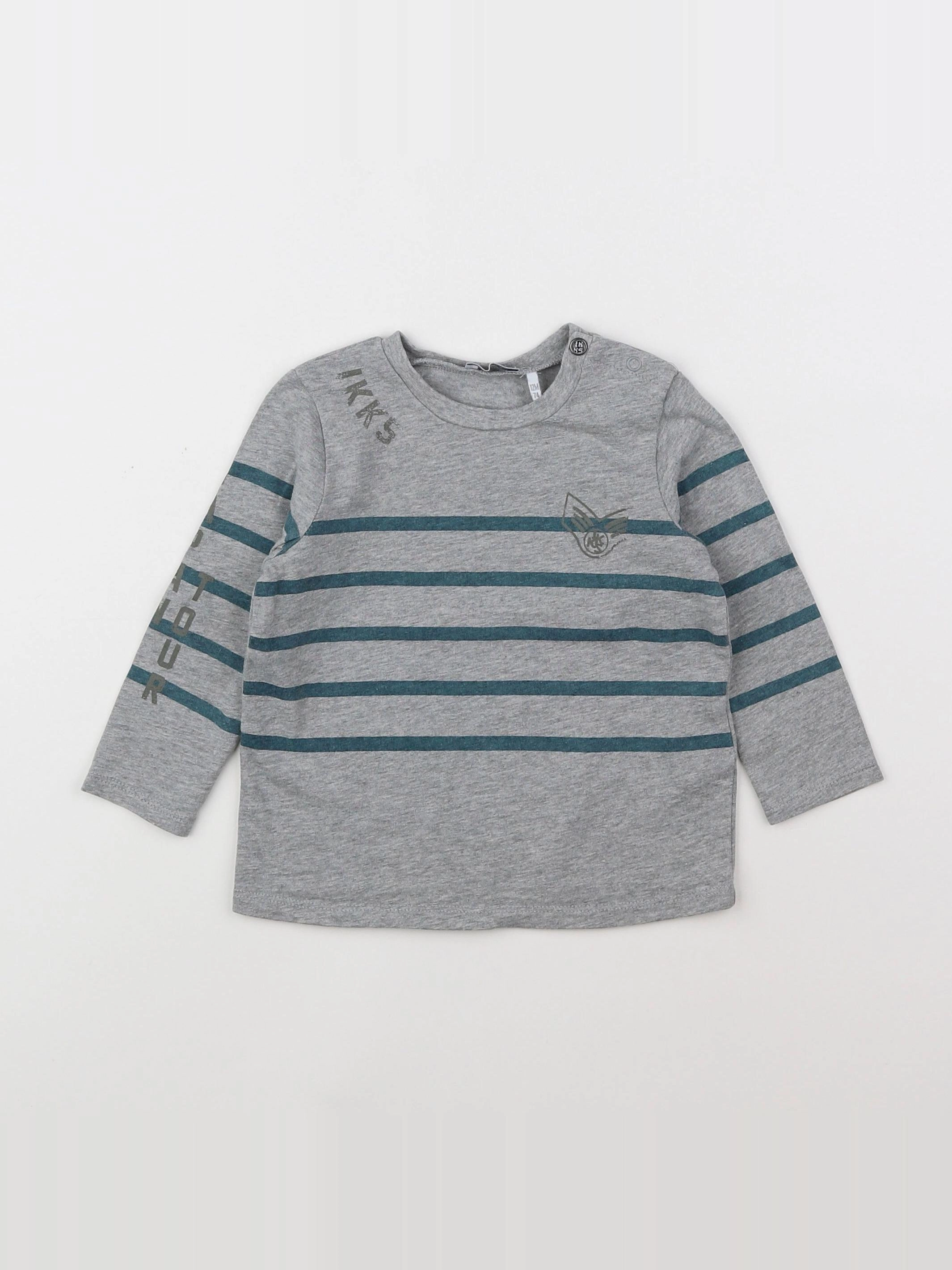 IKKS - tee-shirt bleu, gris - 12 mois