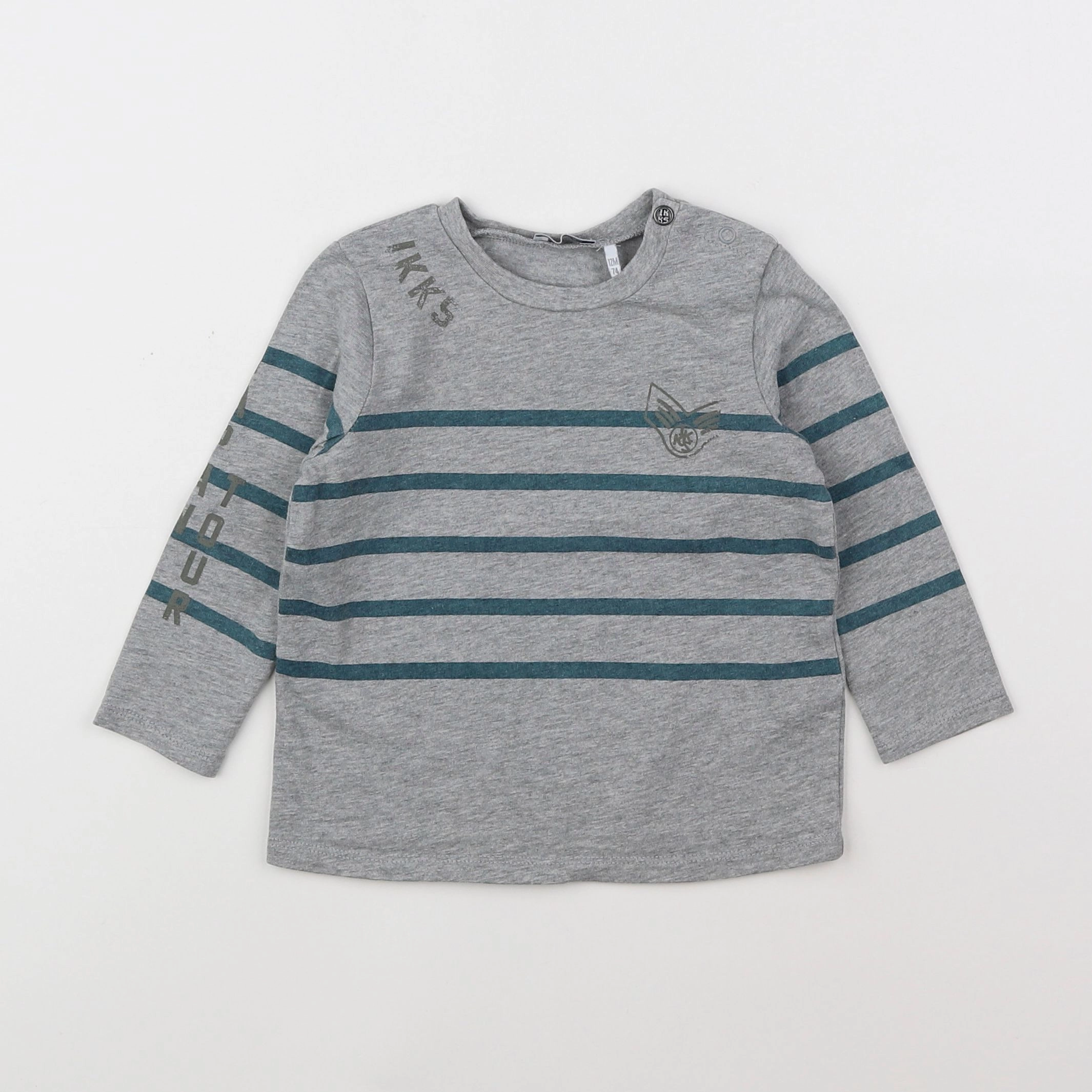 IKKS - tee-shirt bleu, gris - 12 mois