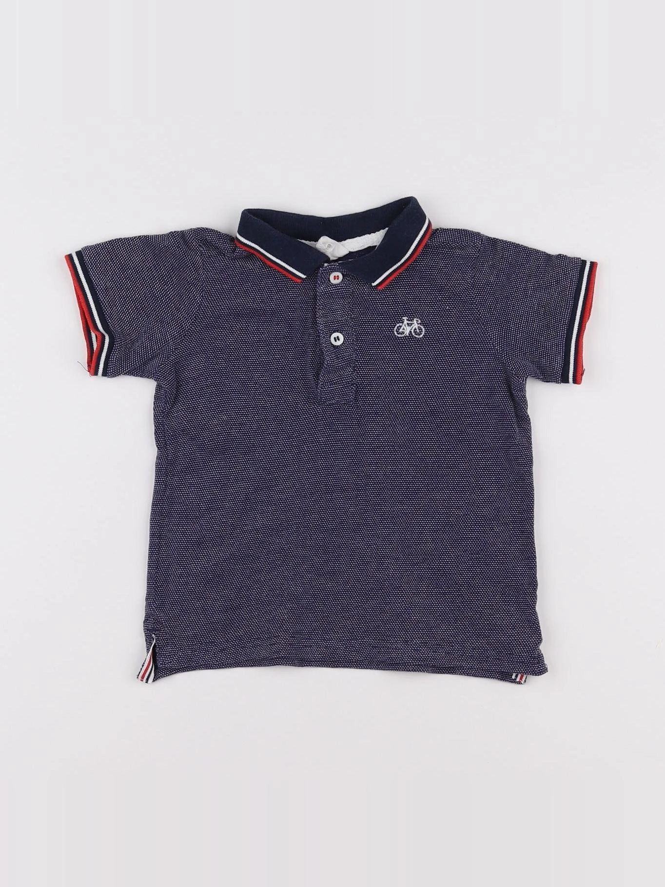 H&M - polo bleu - 9/12 mois