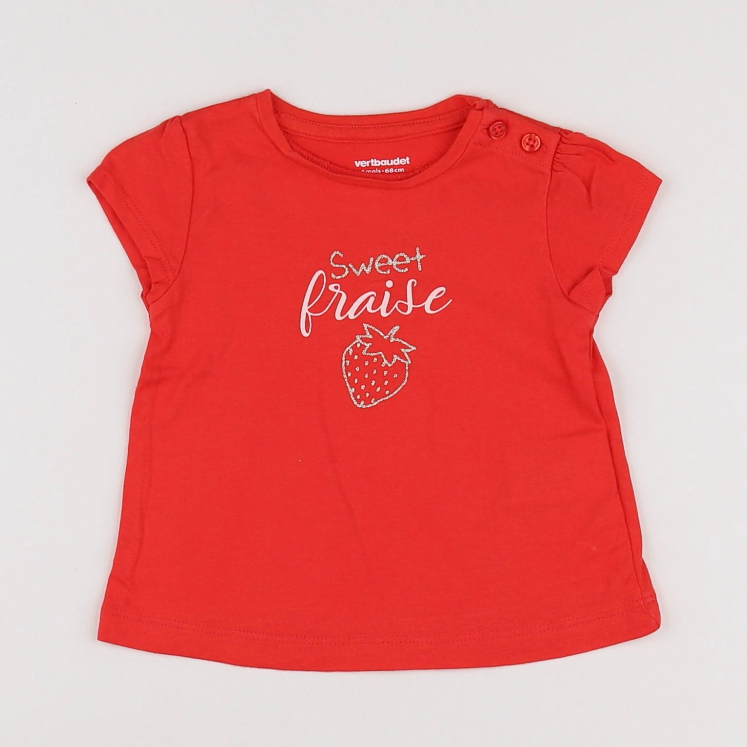 Vertbaudet - tee-shirt rouge - 6 mois