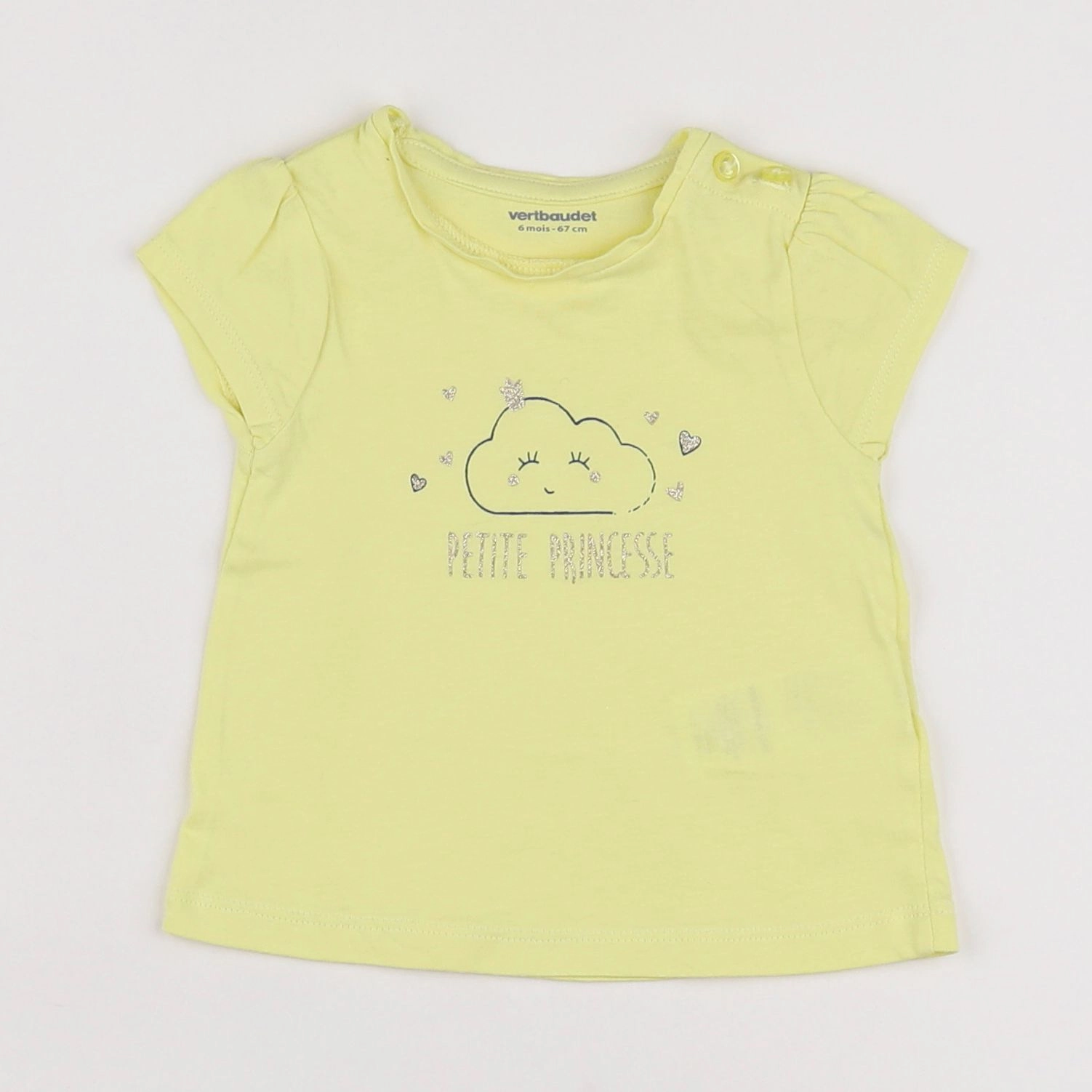 Vertbaudet - tee-shirt jaune - 6 mois