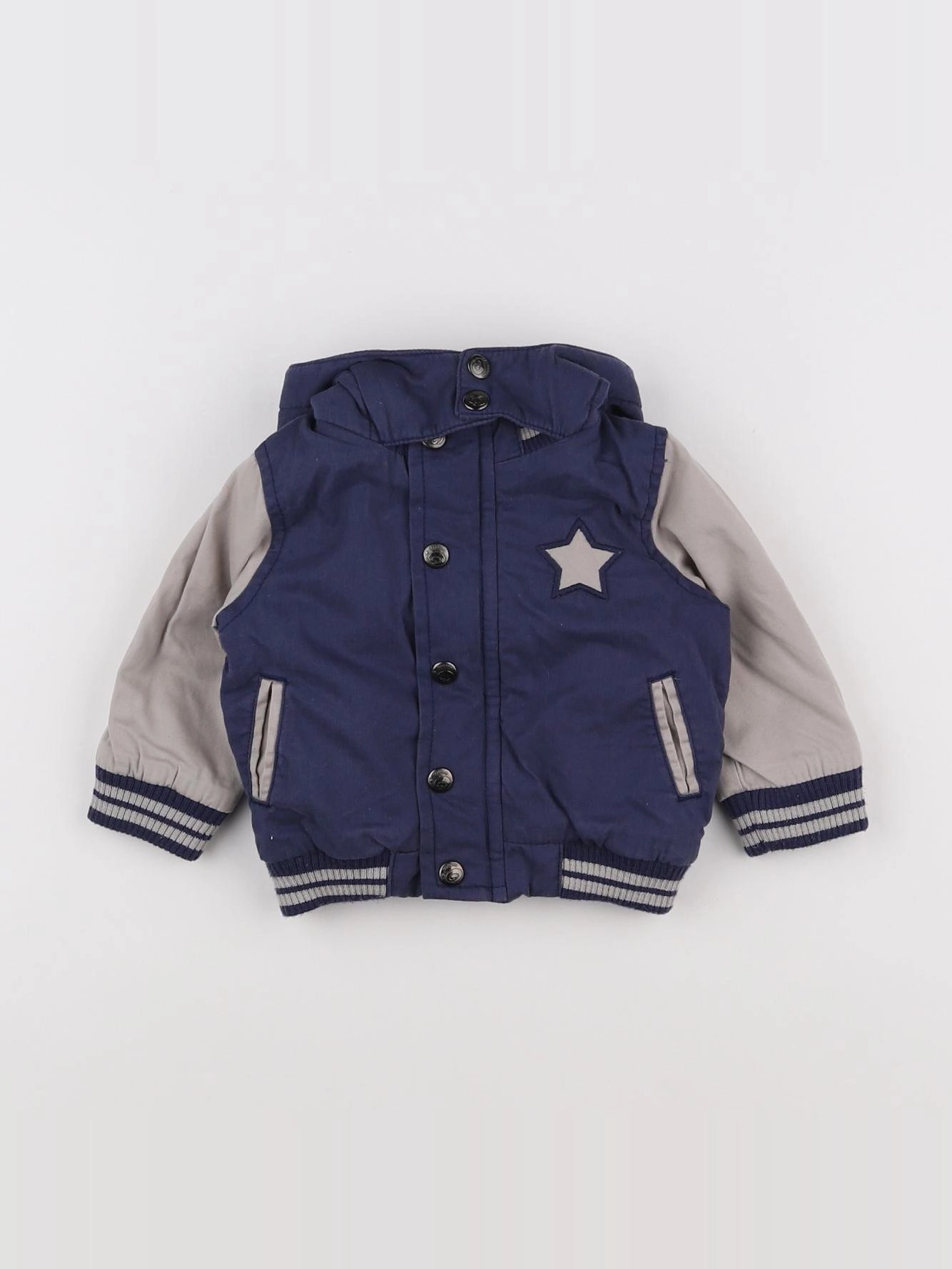 La Redoute - veste doublé bleu, gris - 3 mois